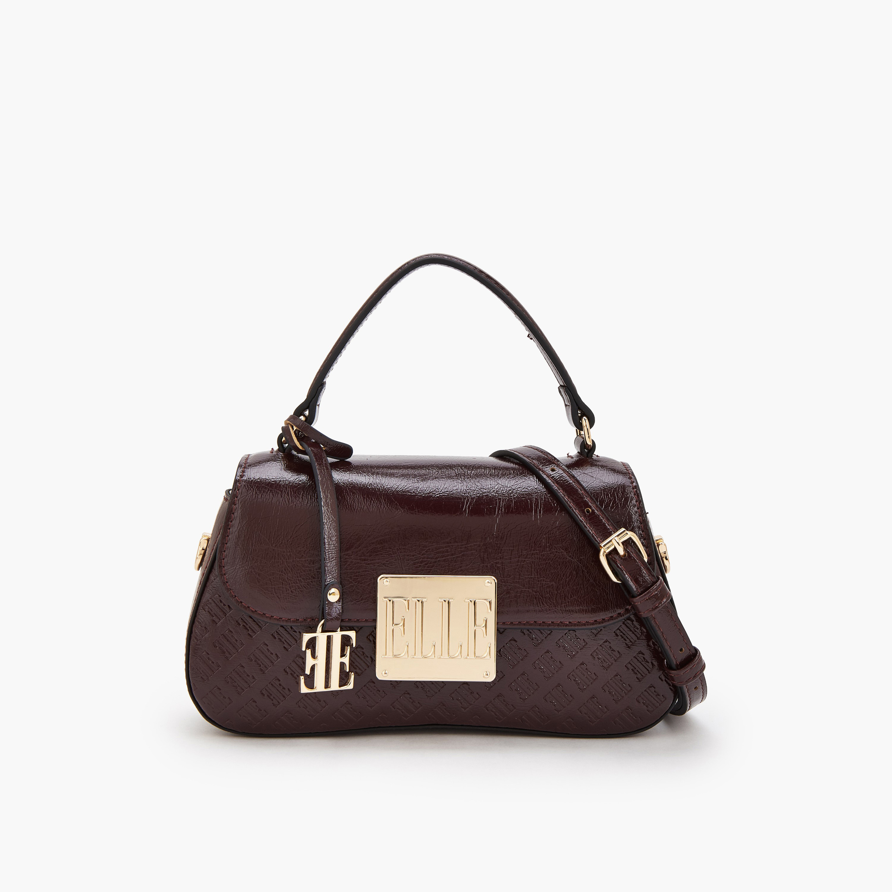 شنطة ساتشيل بنقوش مونوجرام وحزام قابل للفصل من إيل-women-bagsandwallets-handbags-image-1