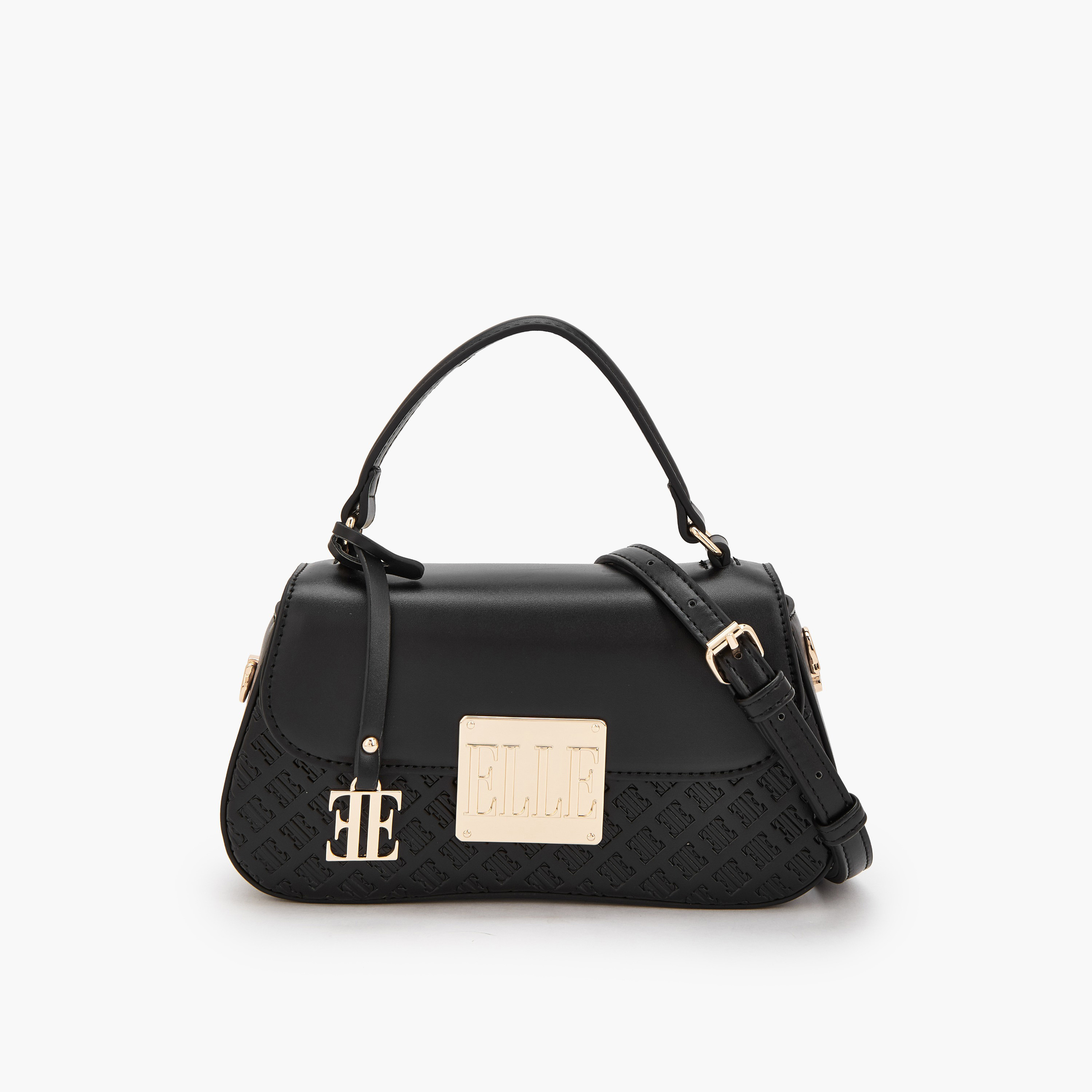 شنطة ساتشيل بنقوش مونوجرام وحزام قابل للفصل من إيل-women-bagsandwallets-handbags-image-1