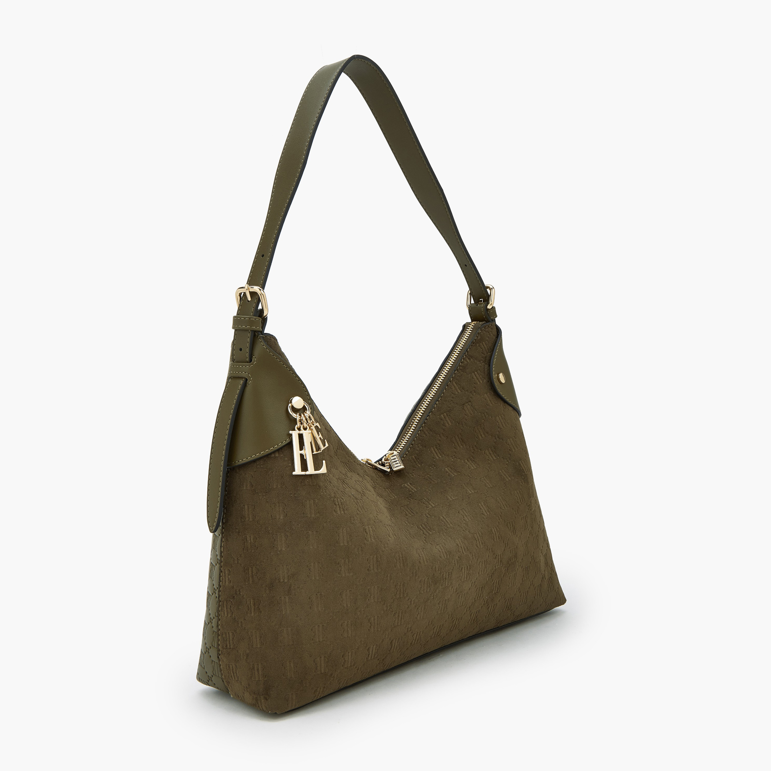Elle Suede Shoulder Bag with Zip Closure-women-bagsandwallets-handbags-image-2