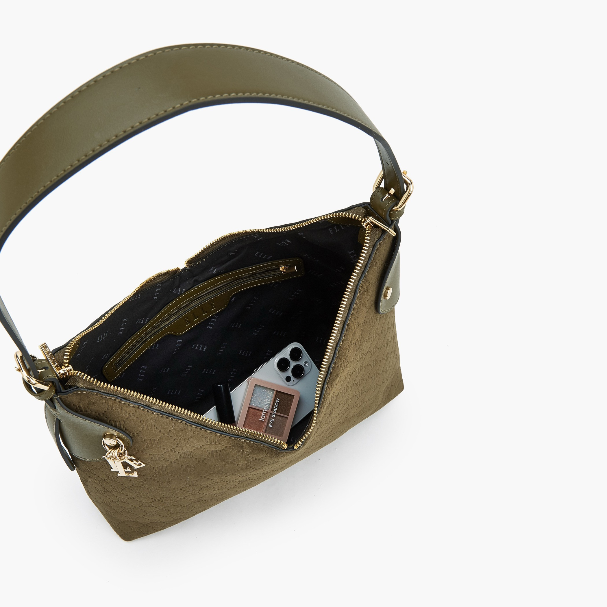Elle Suede Shoulder Bag with Zip Closure-women-bagsandwallets-handbags-image-7