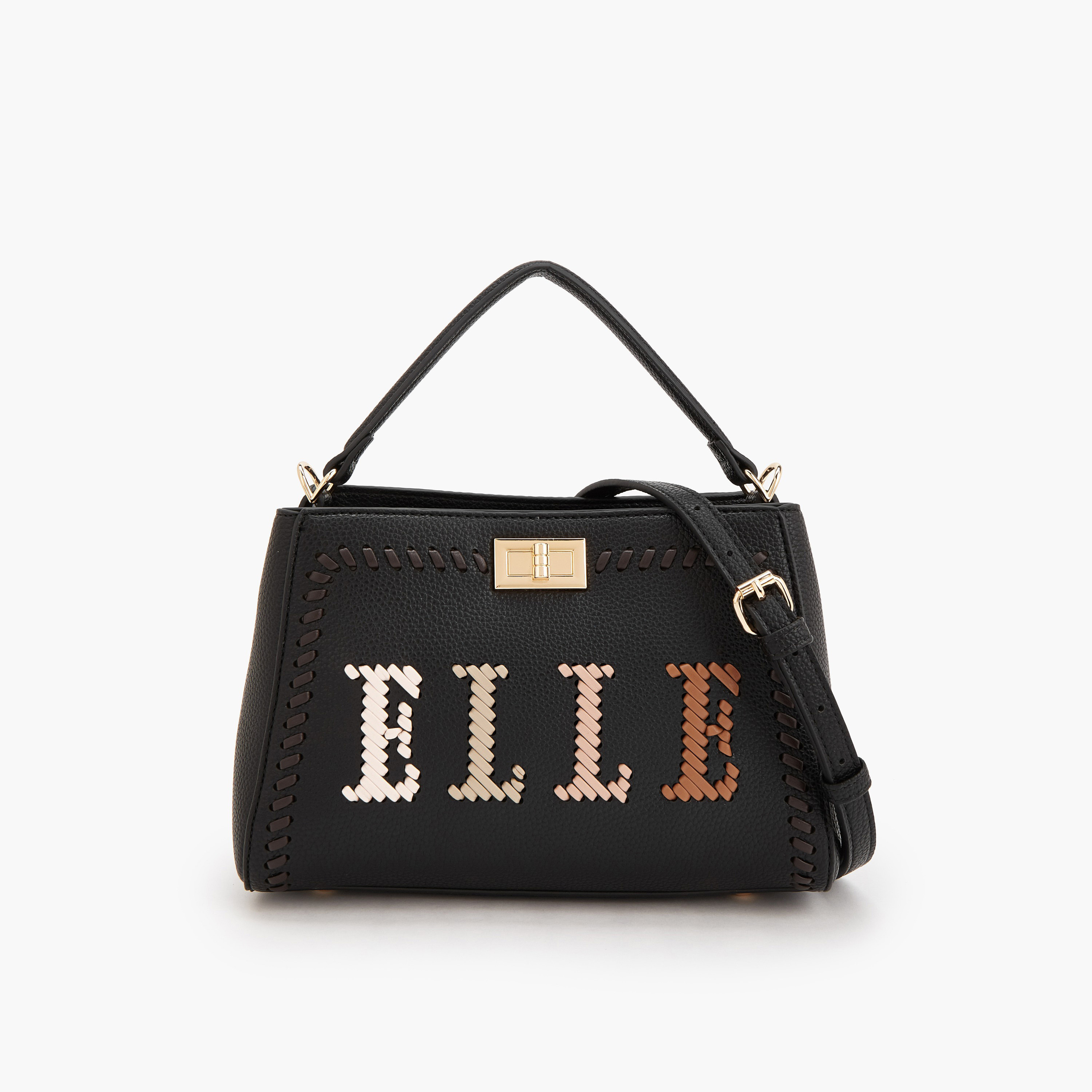شنطة توتي بارزة الملمس بحزام قابل للفصل وشعار من إيل-women-bagsandwallets-handbags-image-1