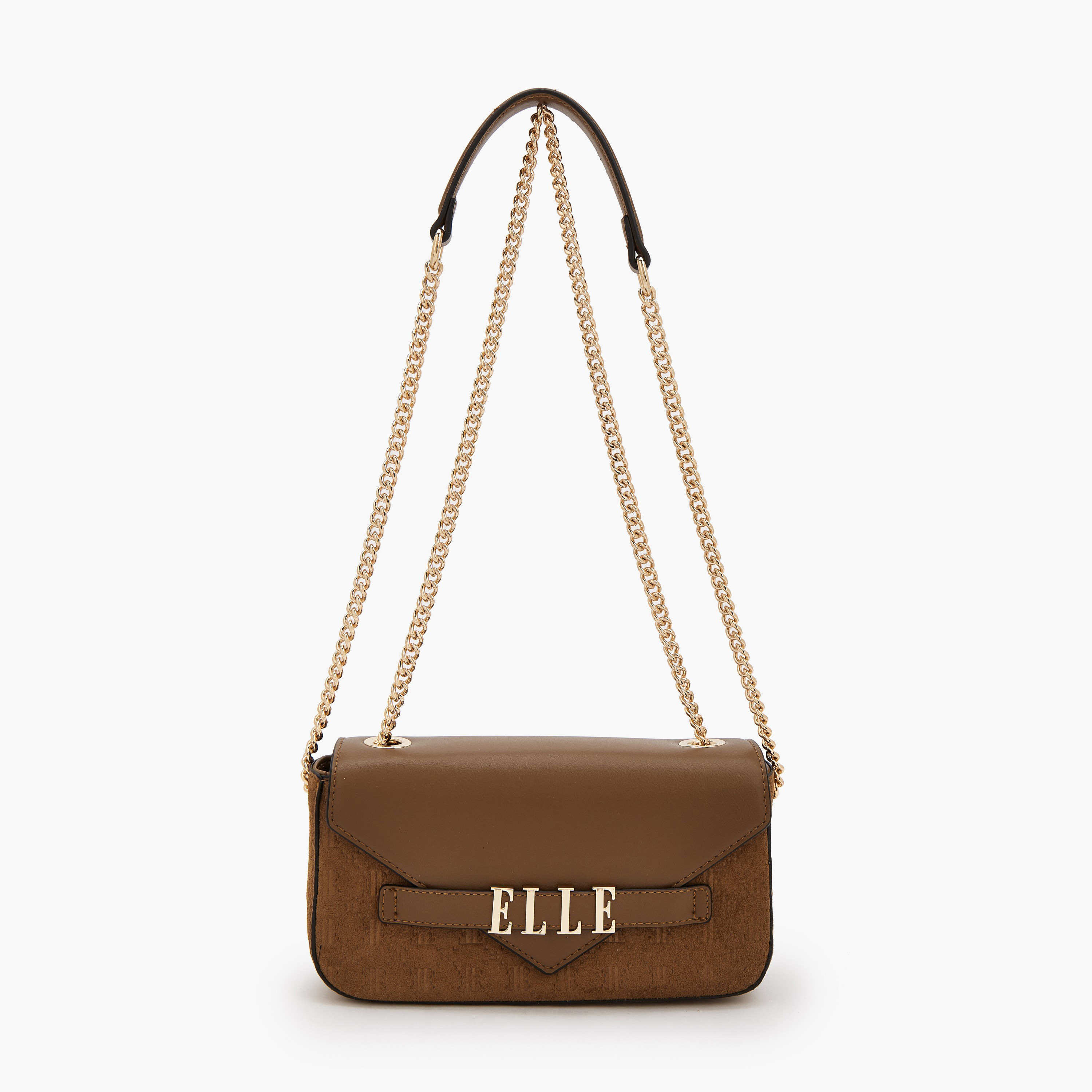شنطة كروس بودي بنقوش مونوجرام وحزام سلسلة من إيل-women-bagsandwallets-handbags-image-1