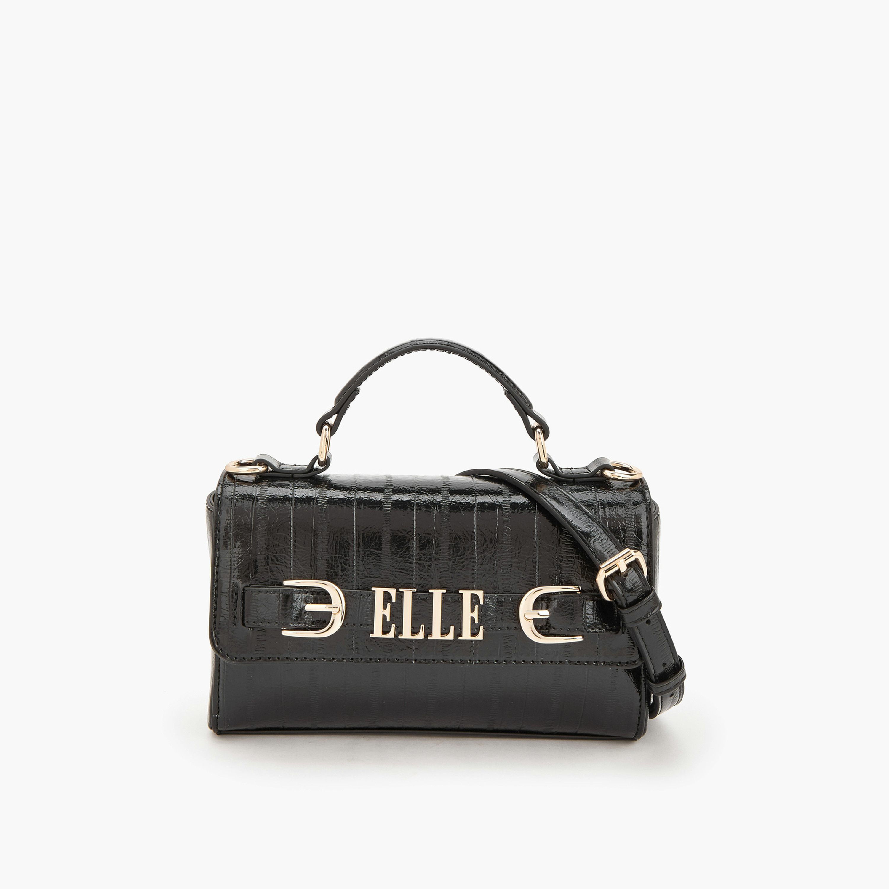 Elle Textured Satchel Bag with Detachable Strap-women-bagsandwallets-handbags-image-1
