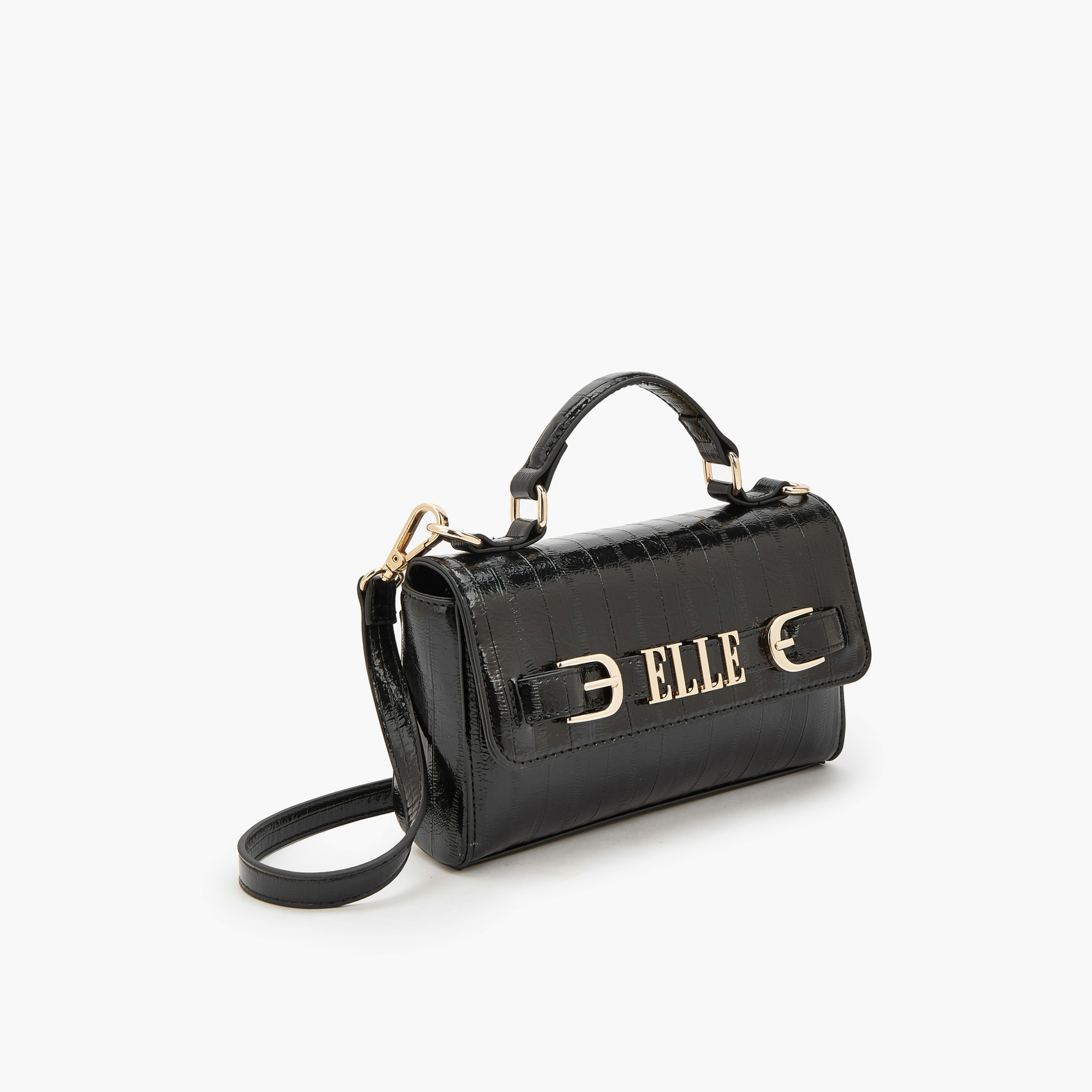 Elle Textured Satchel Bag with Detachable Strap-women-bagsandwallets-handbags-image-3