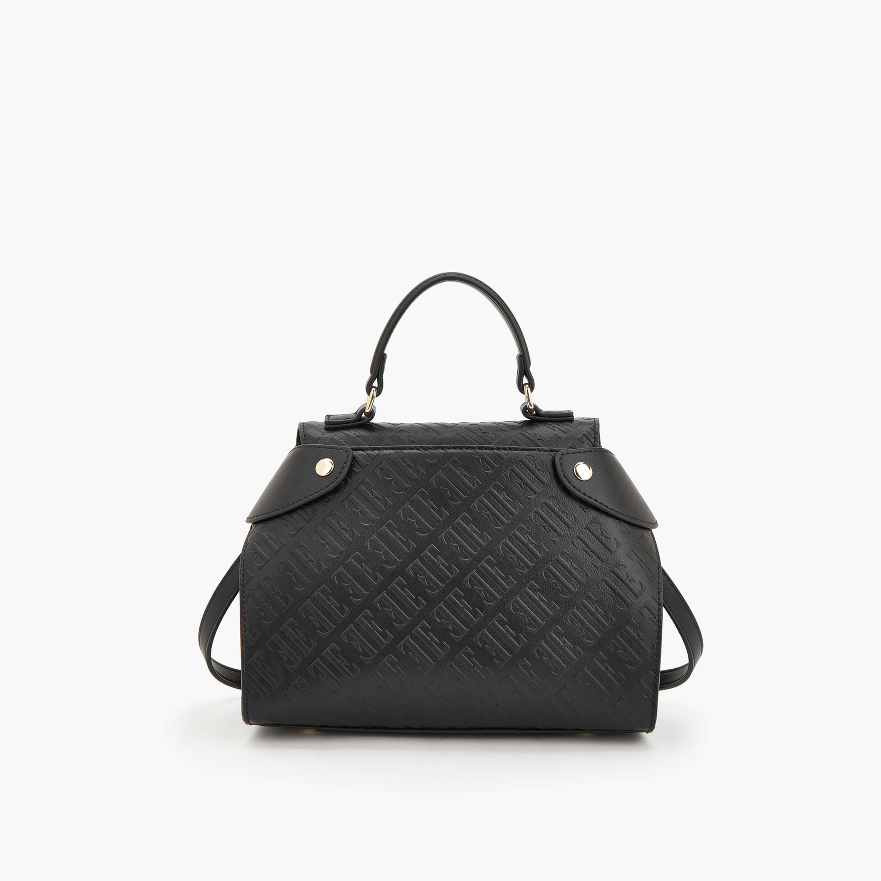 Elle Monogram Embossed Satchel Bag with Detachable Strap-women-bagsandwallets-handbags-image-1