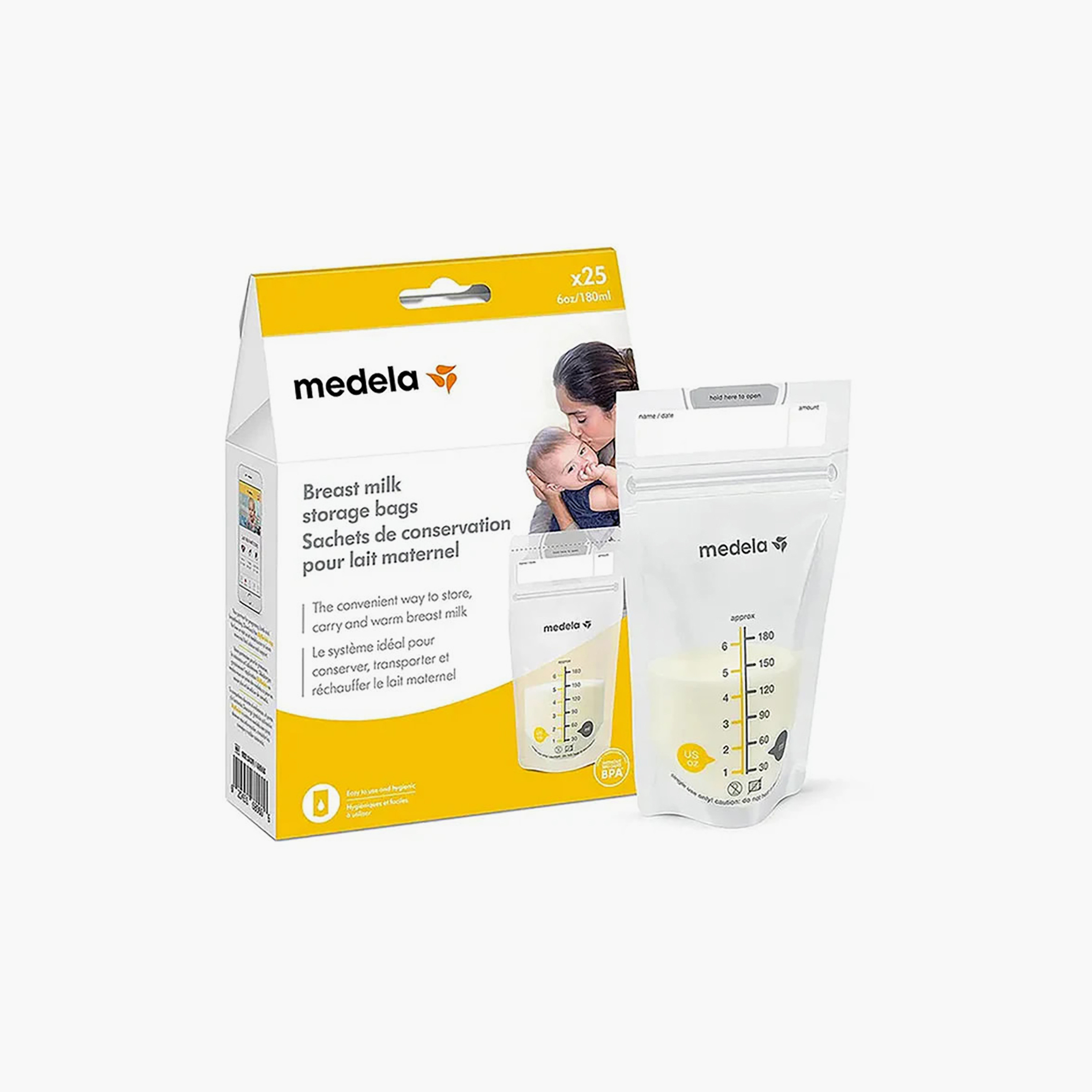 أكياس لحفظ حليب الأم بإغلاق مزدوج من ميديلا - عبوة 25 قطعة-baby-feeding-breastfeedingandcare-image-1