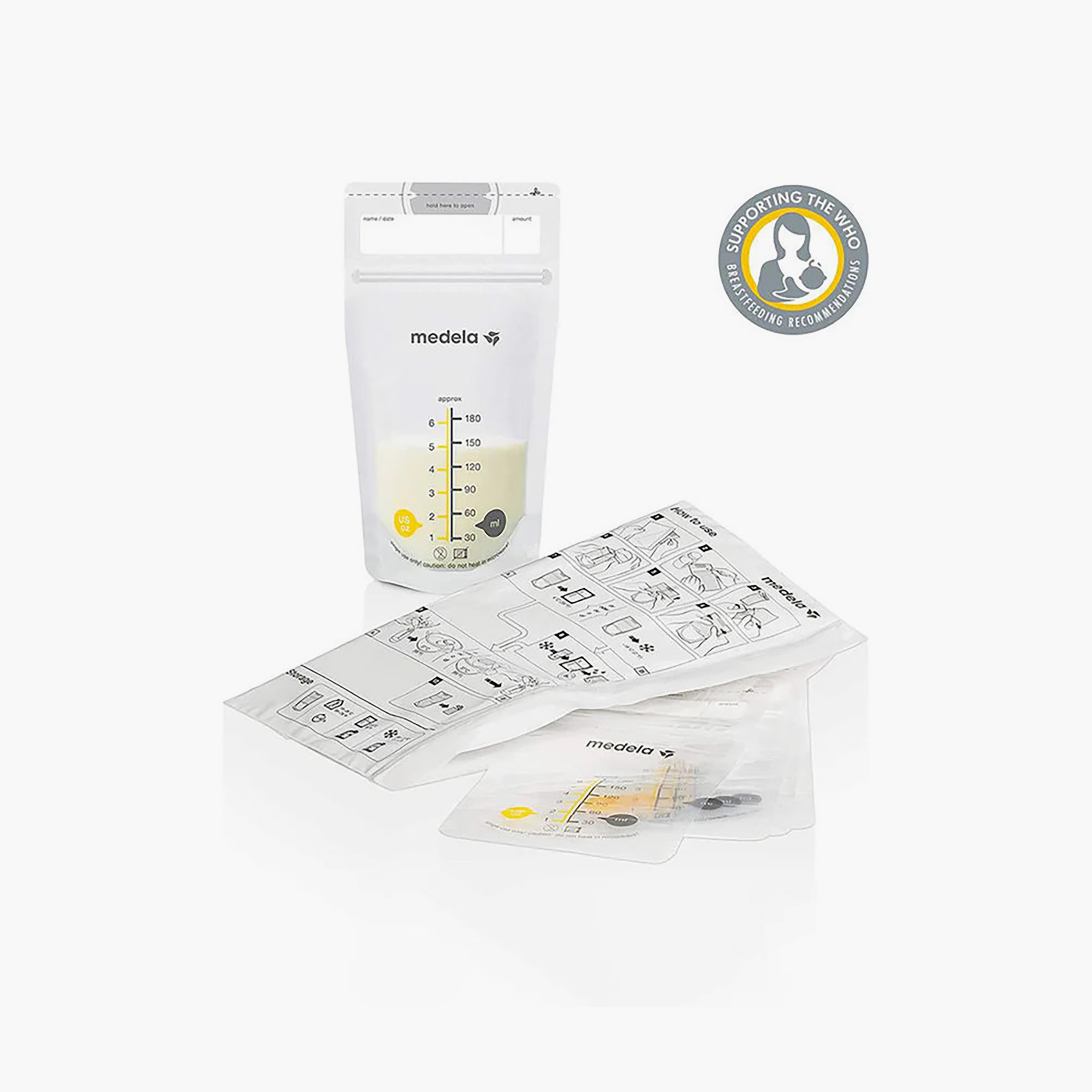 أكياس لحفظ حليب الأم بإغلاق مزدوج من ميديلا - عبوة 25 قطعة-baby-feeding-breastfeedingandcare-image-4