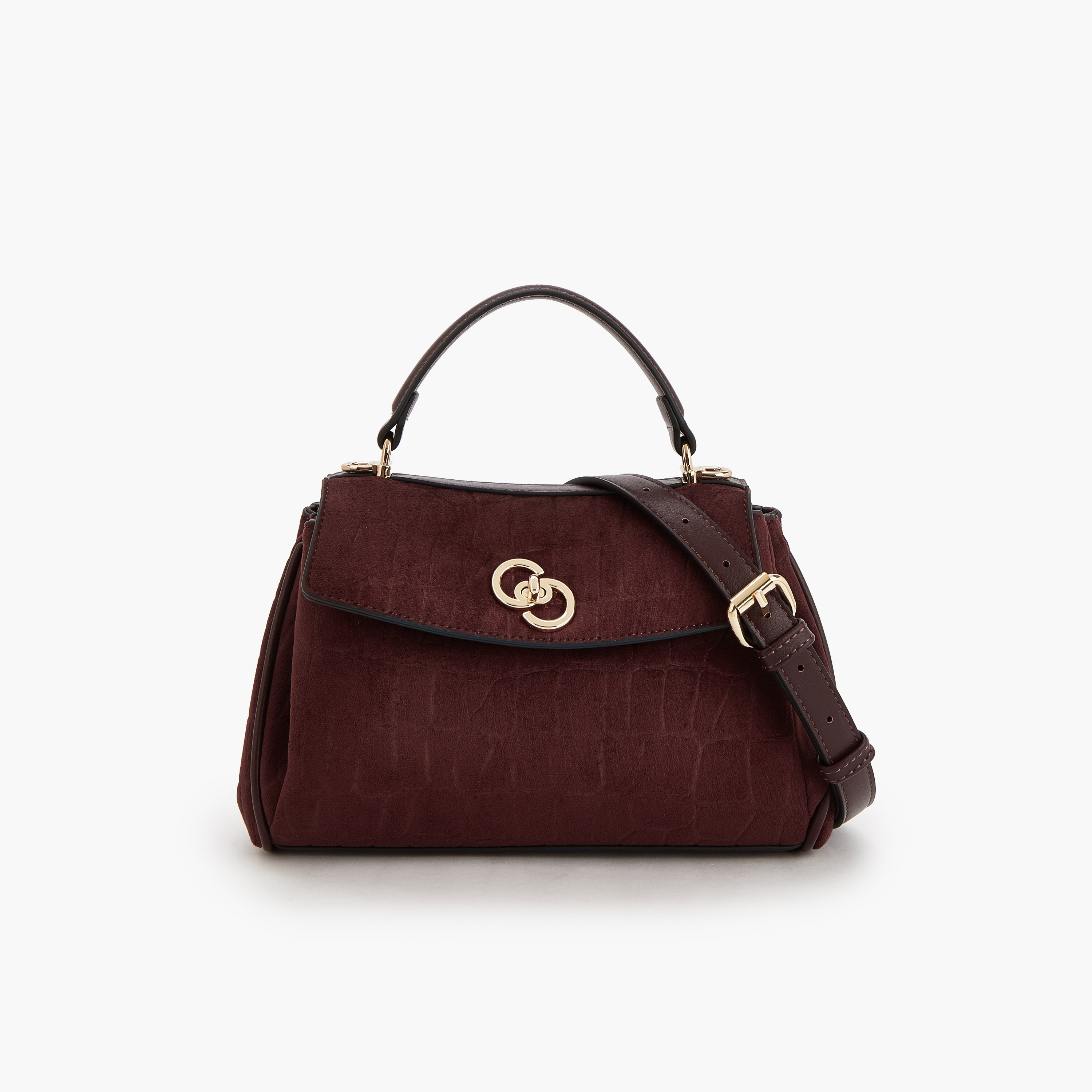 شنطة ساتشل من الشامواه بملمس بارز مع حزام قابل للإزالة من سيليست-women-bagsandwallets-handbags-image-1