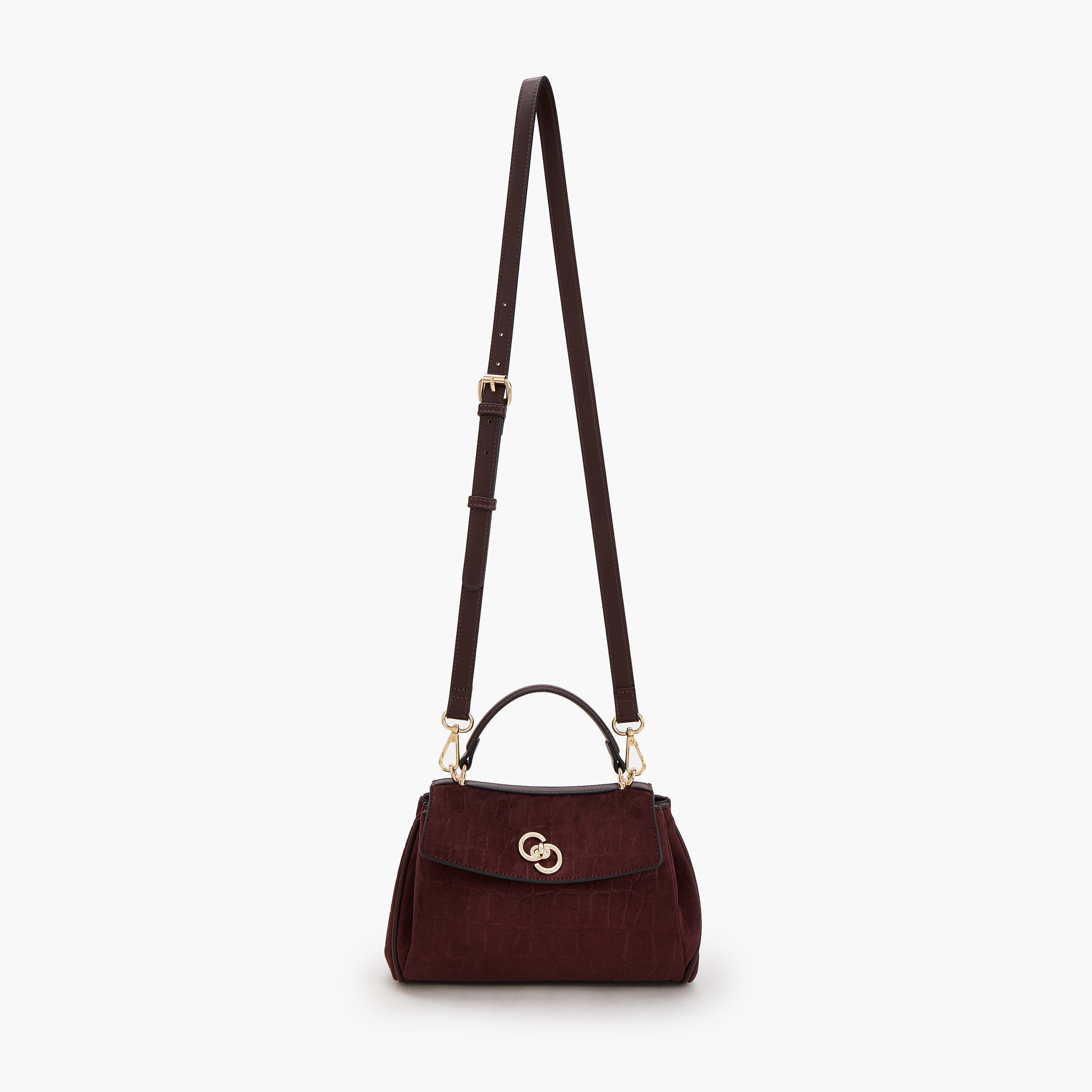 شنطة ساتشل من الشامواه بملمس بارز مع حزام قابل للإزالة من سيليست-women-bagsandwallets-handbags-image-2
