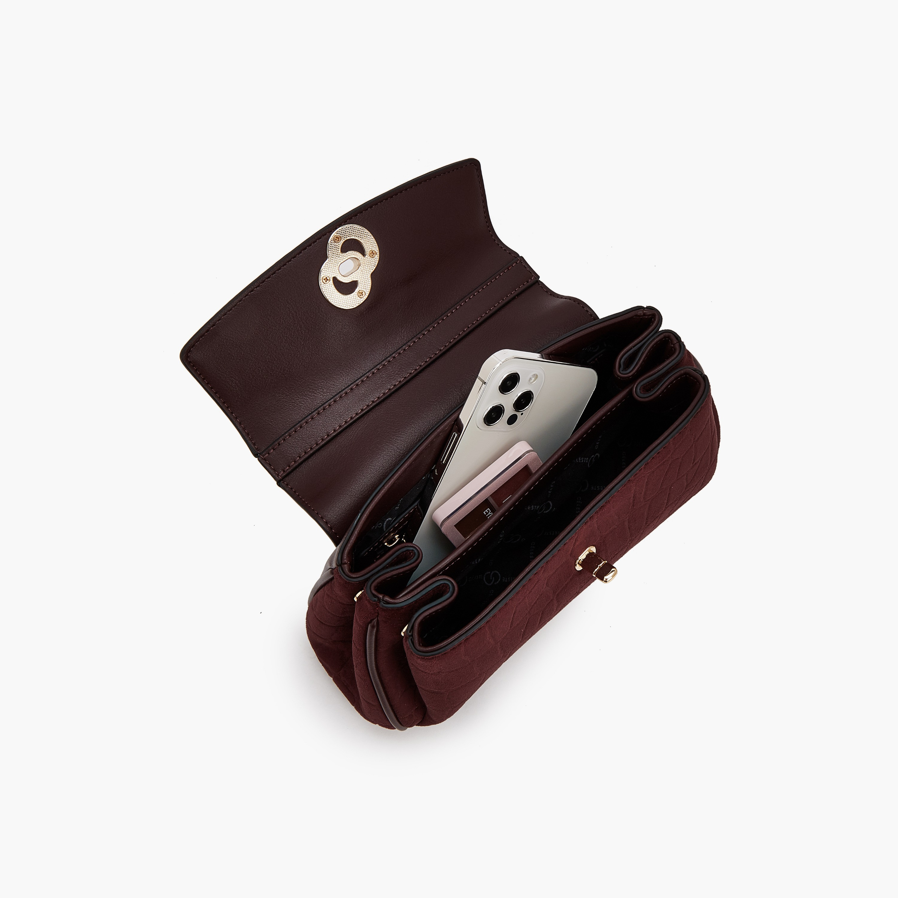 شنطة ساتشل من الشامواه بملمس بارز مع حزام قابل للإزالة من سيليست-women-bagsandwallets-handbags-image-7