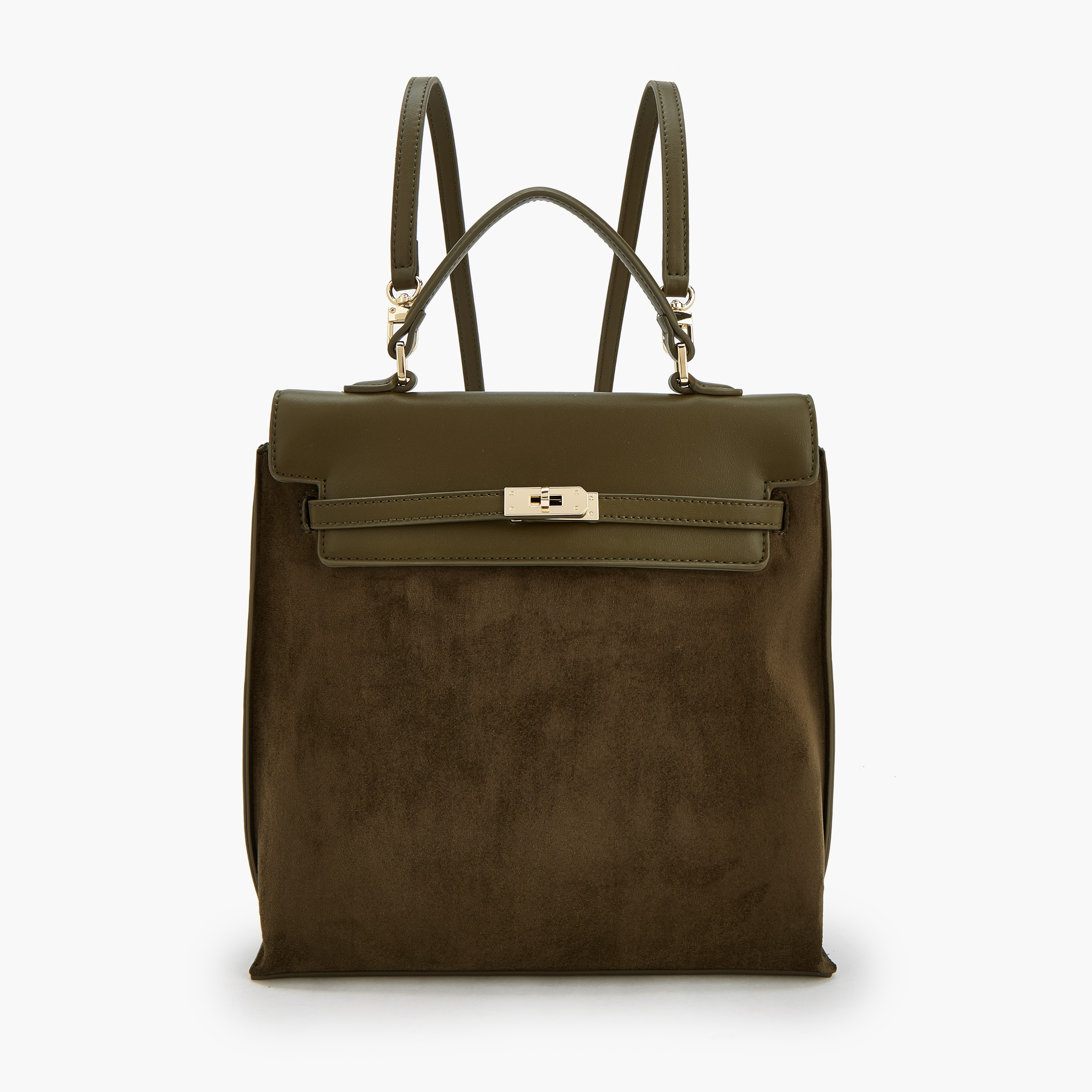شنطة ظهر من الشامواه بملمس بارز مع قفل لَف من سيليست-women-bagsandwallets-backpacks-image-1