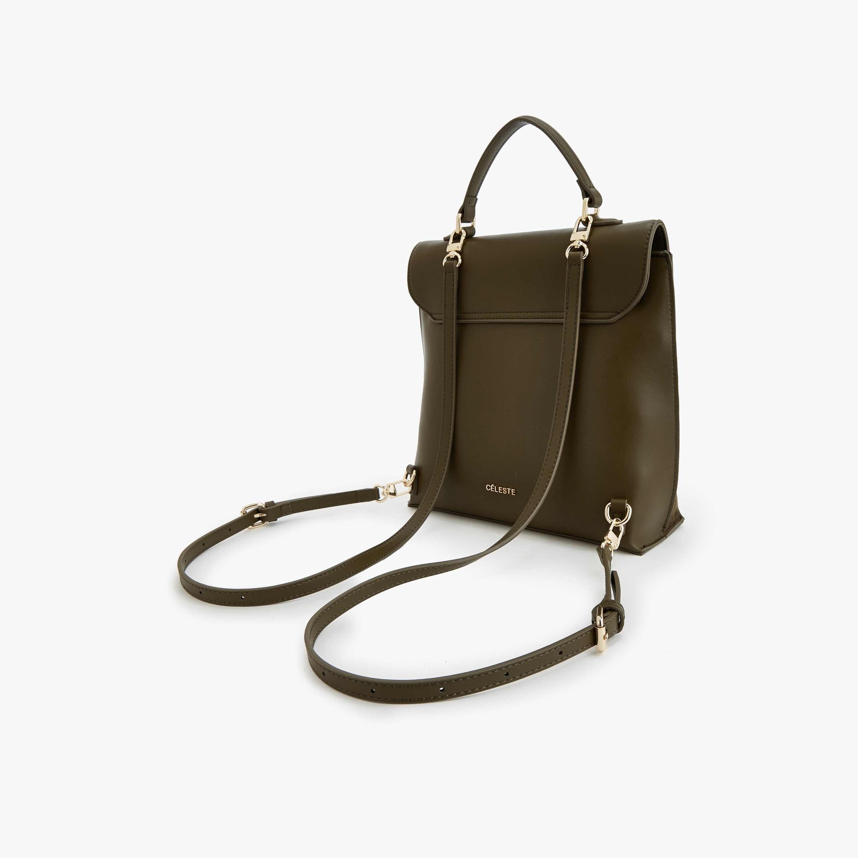 شنطة ظهر من الشامواه بملمس بارز مع قفل لَف من سيليست-women-bagsandwallets-backpacks-image-5