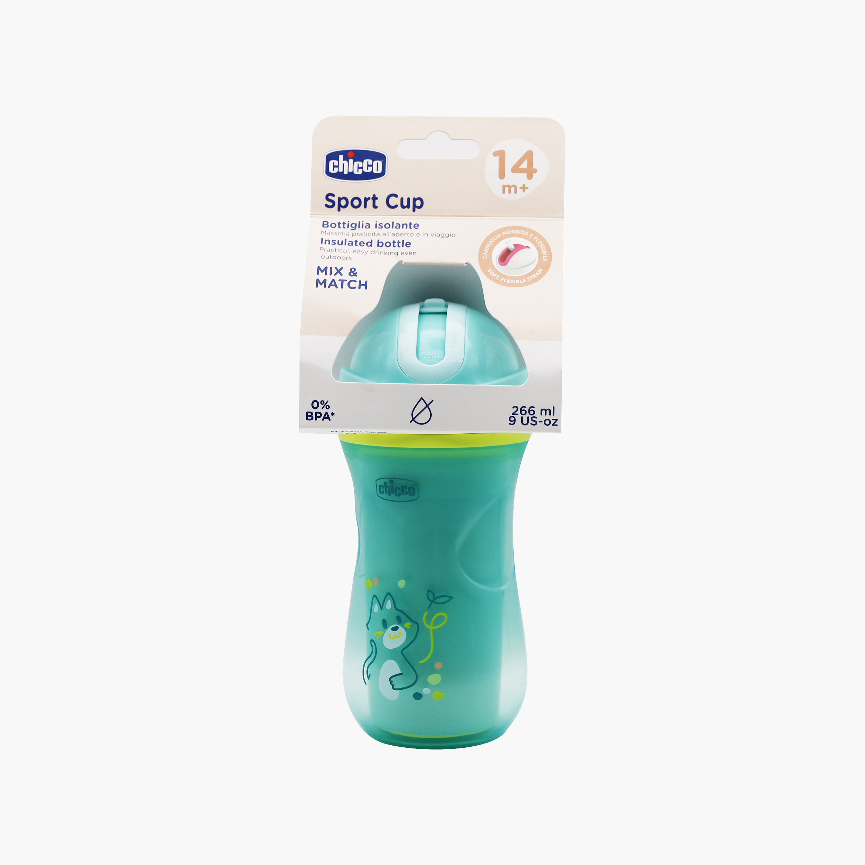 Chicco Mix & Match Sport Cup with Straw - Teal - 266 ml-baby-feeding-mealtimeessentials-image-2