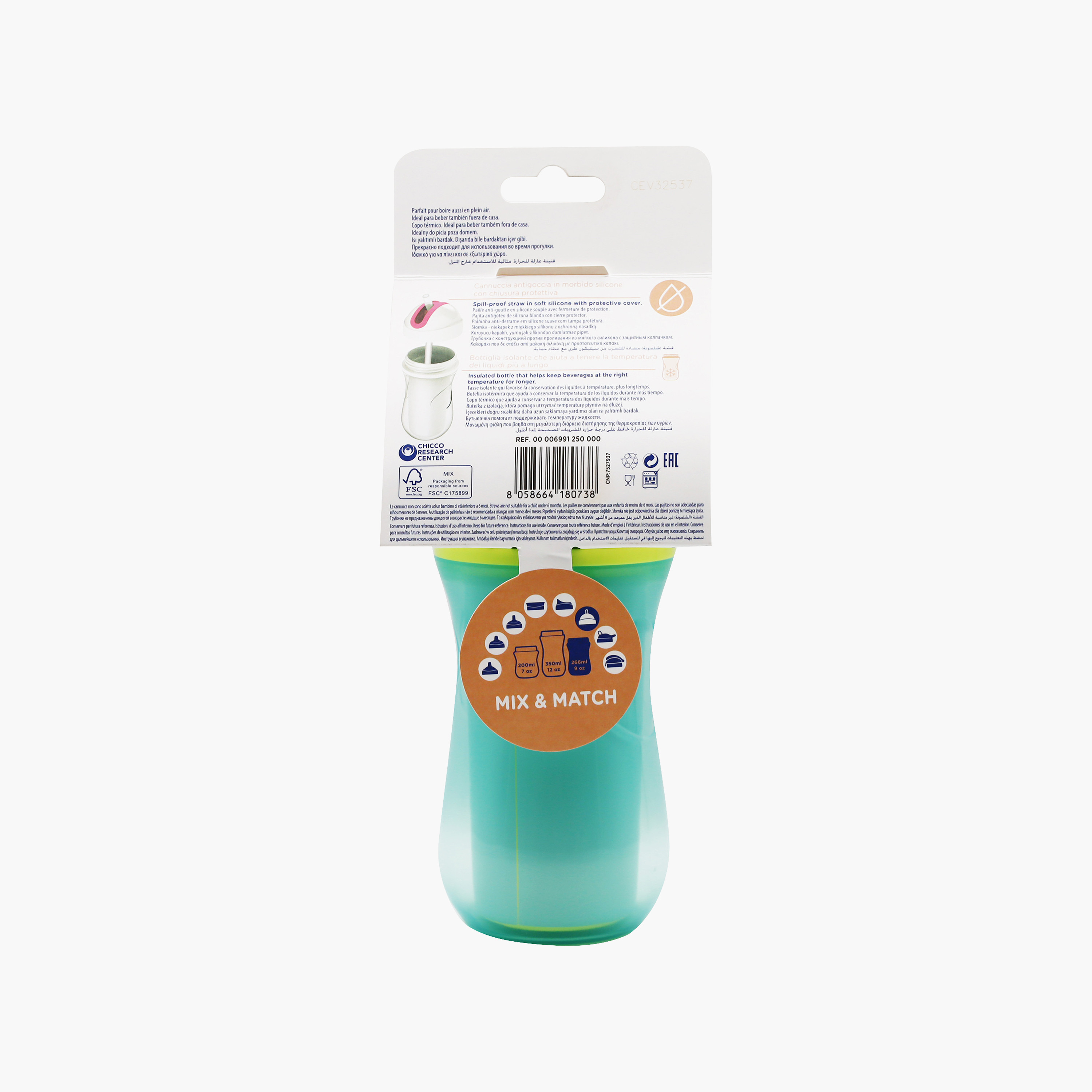Chicco Mix & Match Sport Cup with Straw - Teal - 266 ml-baby-feeding-mealtimeessentials-image-3