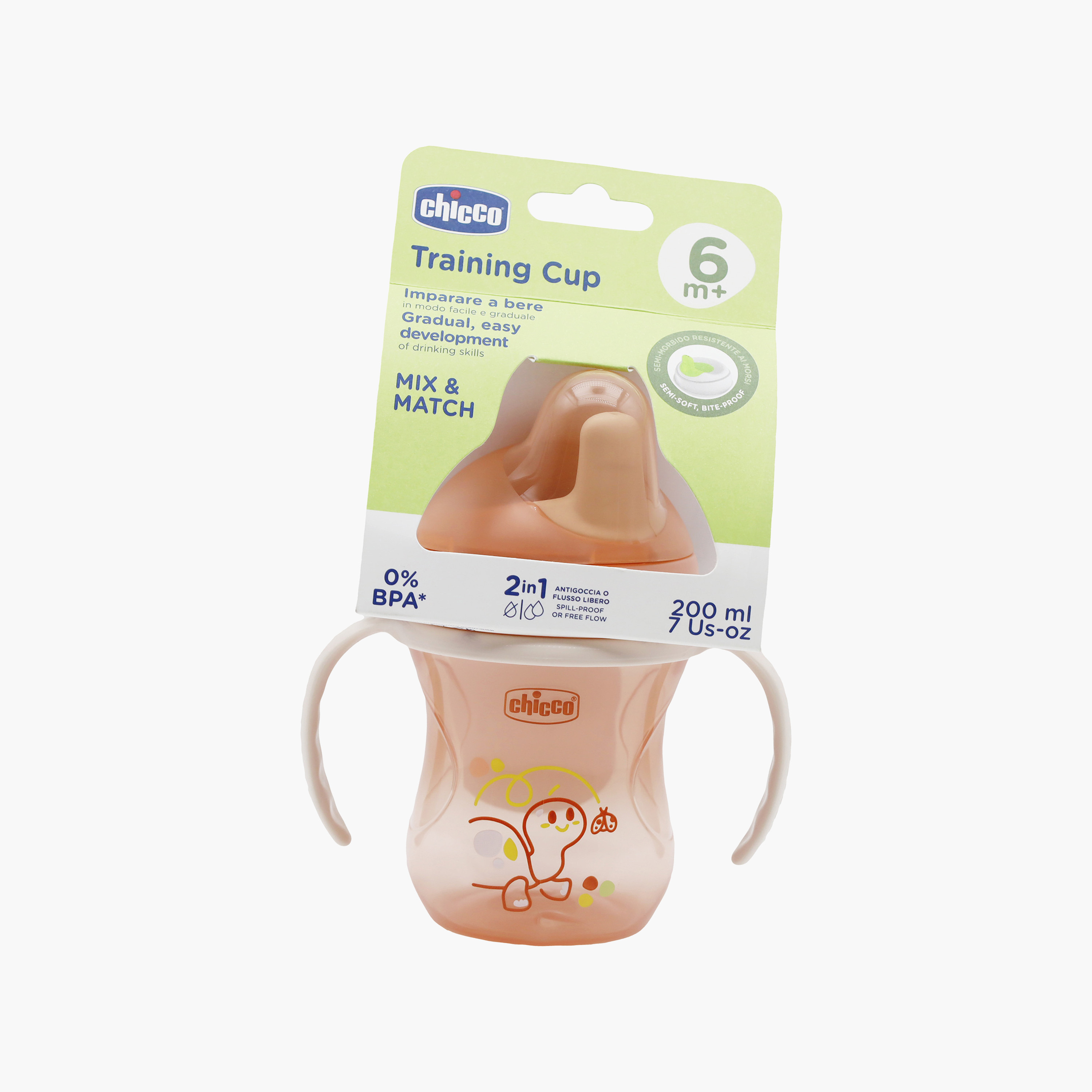 Chicco Mix & Match Training Cup with Handle - Pink - 200 ml-baby-feeding-mealtimeessentials-image-2