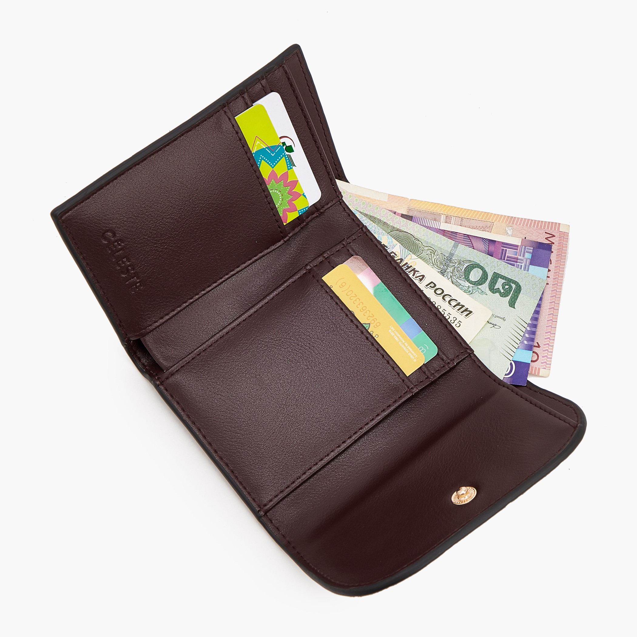محفظة بارزة الملمس بطية ثنائية وإغلاق بزر كباس من سيلست-women-bagsandwallets-wallets-image-7