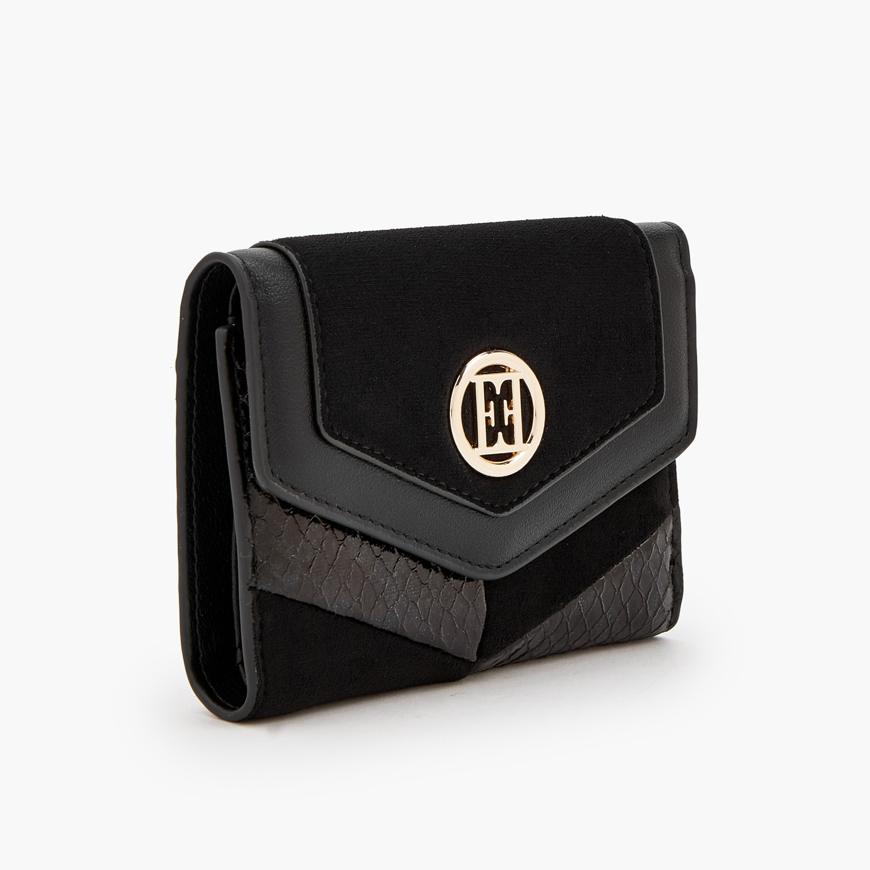Elle Textured Tri-Fold Wallet with Button Closure-women-bagsandwallets-wallets-image-3