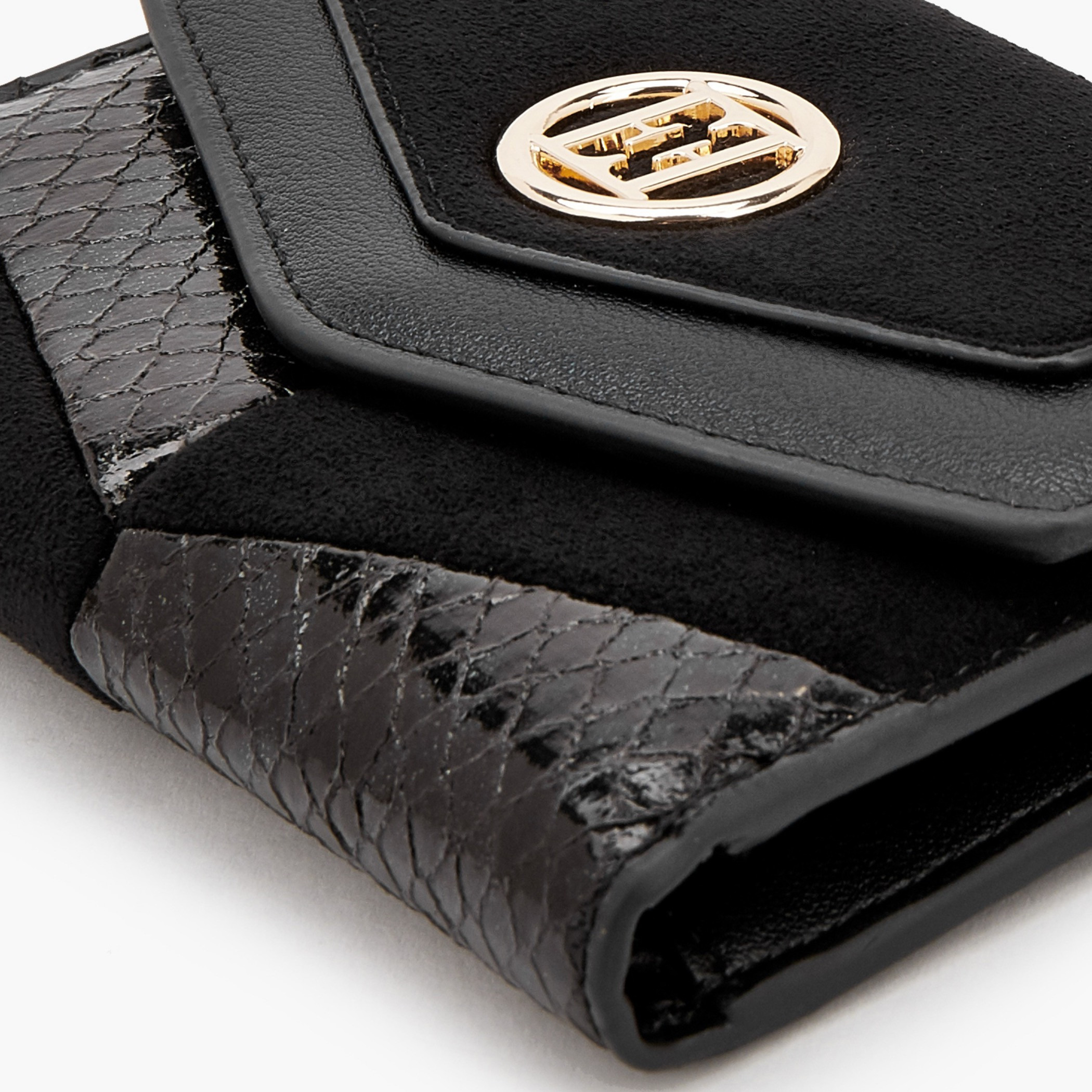 Elle Textured Tri-Fold Wallet with Button Closure-women-bagsandwallets-wallets-image-5