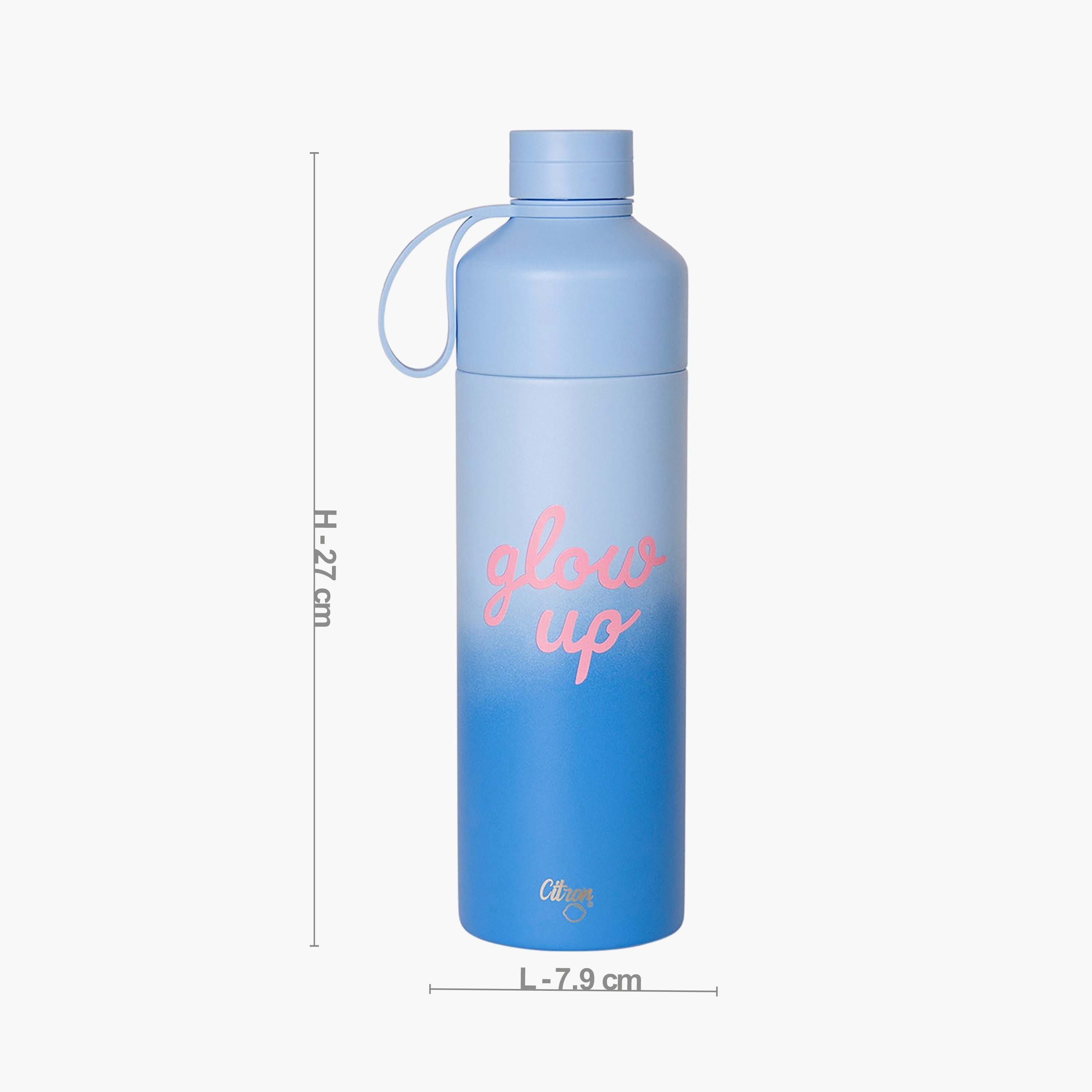 Glow Up Collection Water Bottle-750 Ml-Twisting Lid- (304 Stainless Steel) Blue \ 7.9X27-household-dining-drinkserveware-bottles-image-3