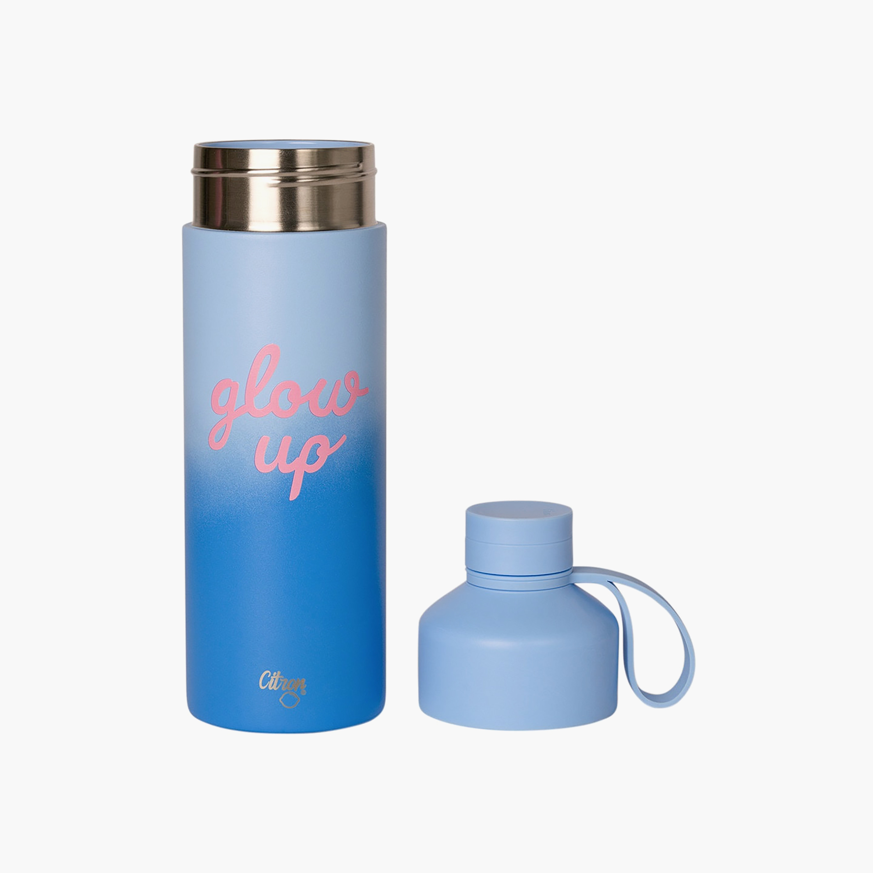 Glow Up Collection Water Bottle-750 Ml-Twisting Lid- (304 Stainless Steel) Blue \ 7.9X27-household-dining-drinkserveware-bottles-image-4