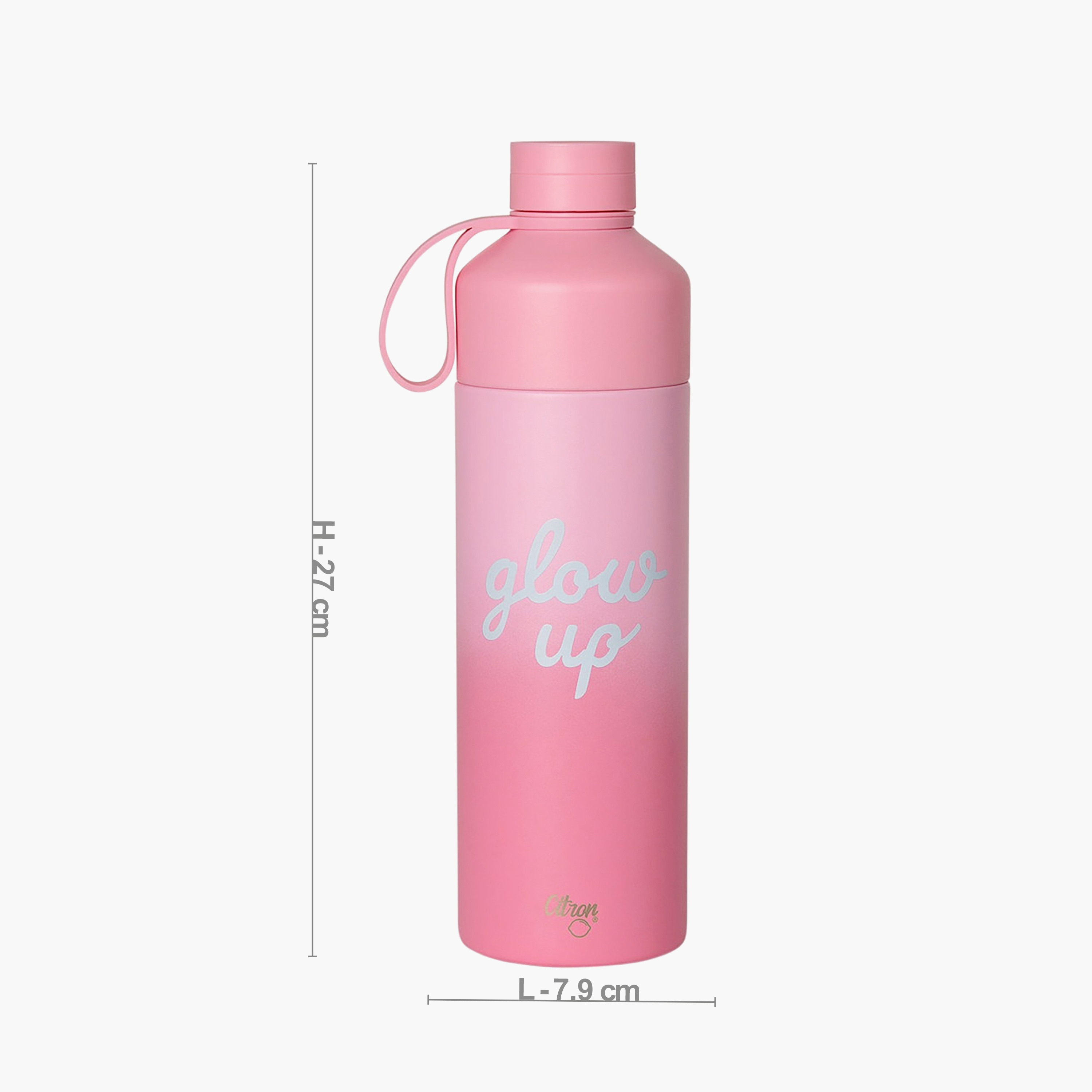 Glow Up Collection Water Bottle-750 Ml-Twisting Lid- (304 Stainless Steel) Pink \ 7.9X27-household-dining-drinkserveware-bottles-image-3
