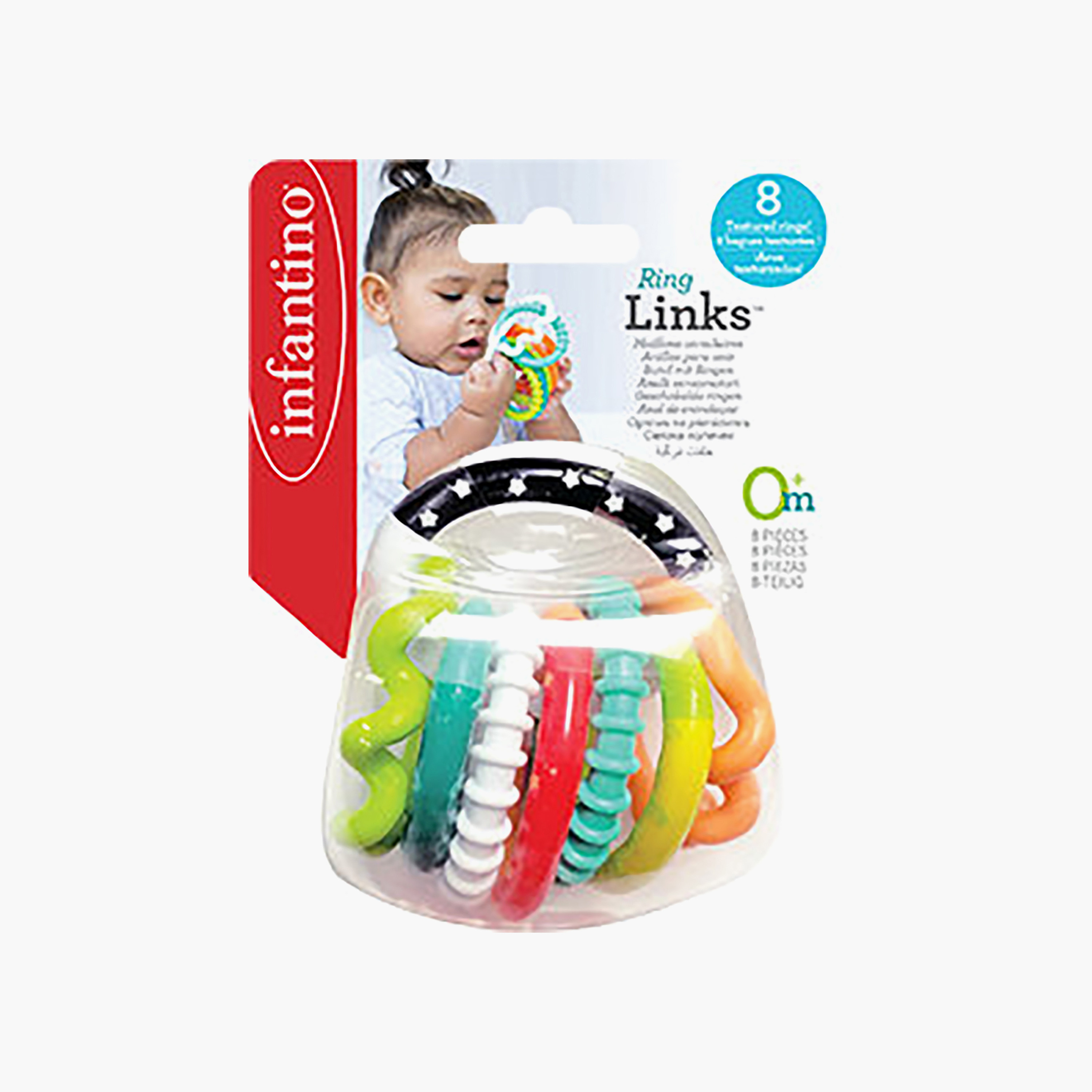 Infantino 8-Piece Textured Ring Links Rattles-toys-babyandtoddlertoys-rattlesandteethers-image-2