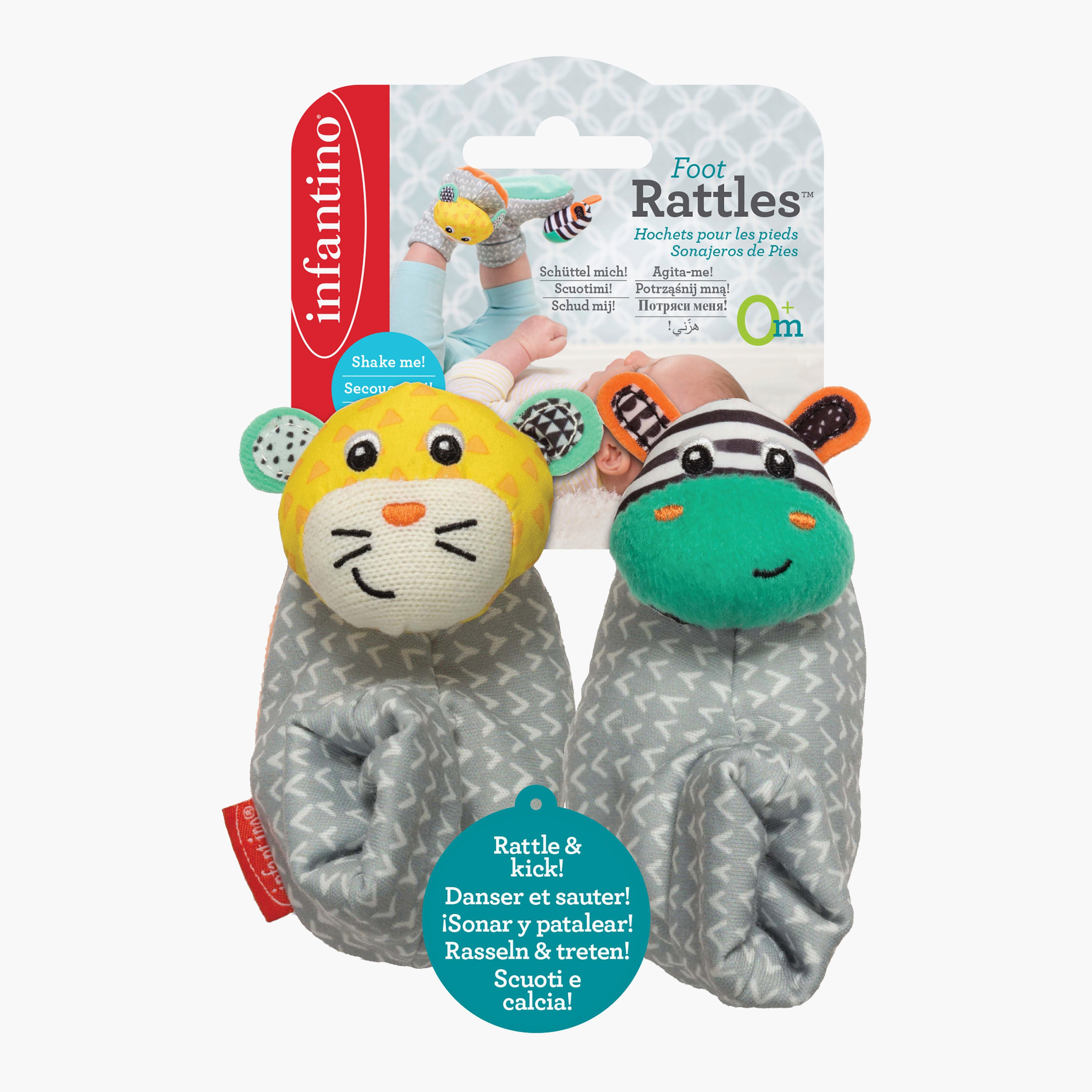 Infantino 2-Piece Zebra Tiger Foot Rattles-toys-babyandtoddlertoys-rattlesandteethers-image-2