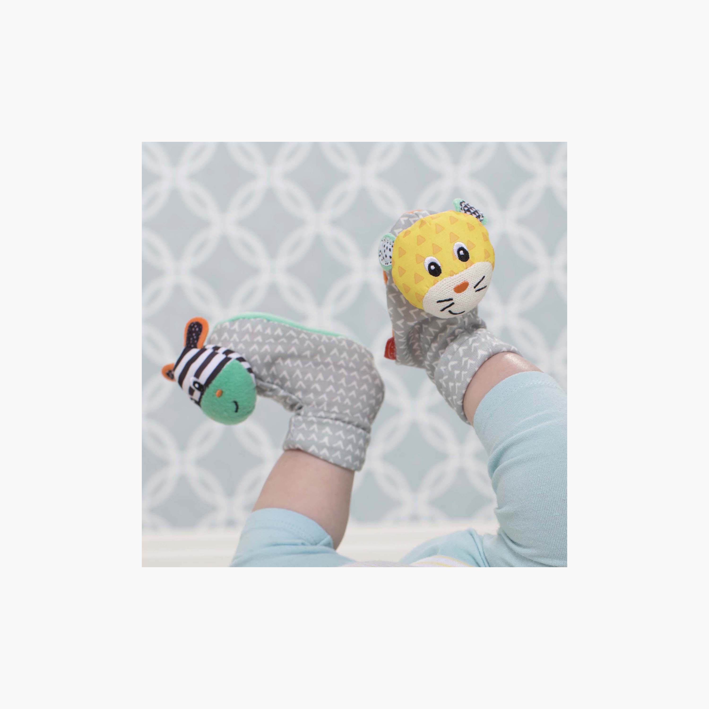 Infantino 2-Piece Zebra Tiger Foot Rattles-toys-babyandtoddlertoys-rattlesandteethers-image-3