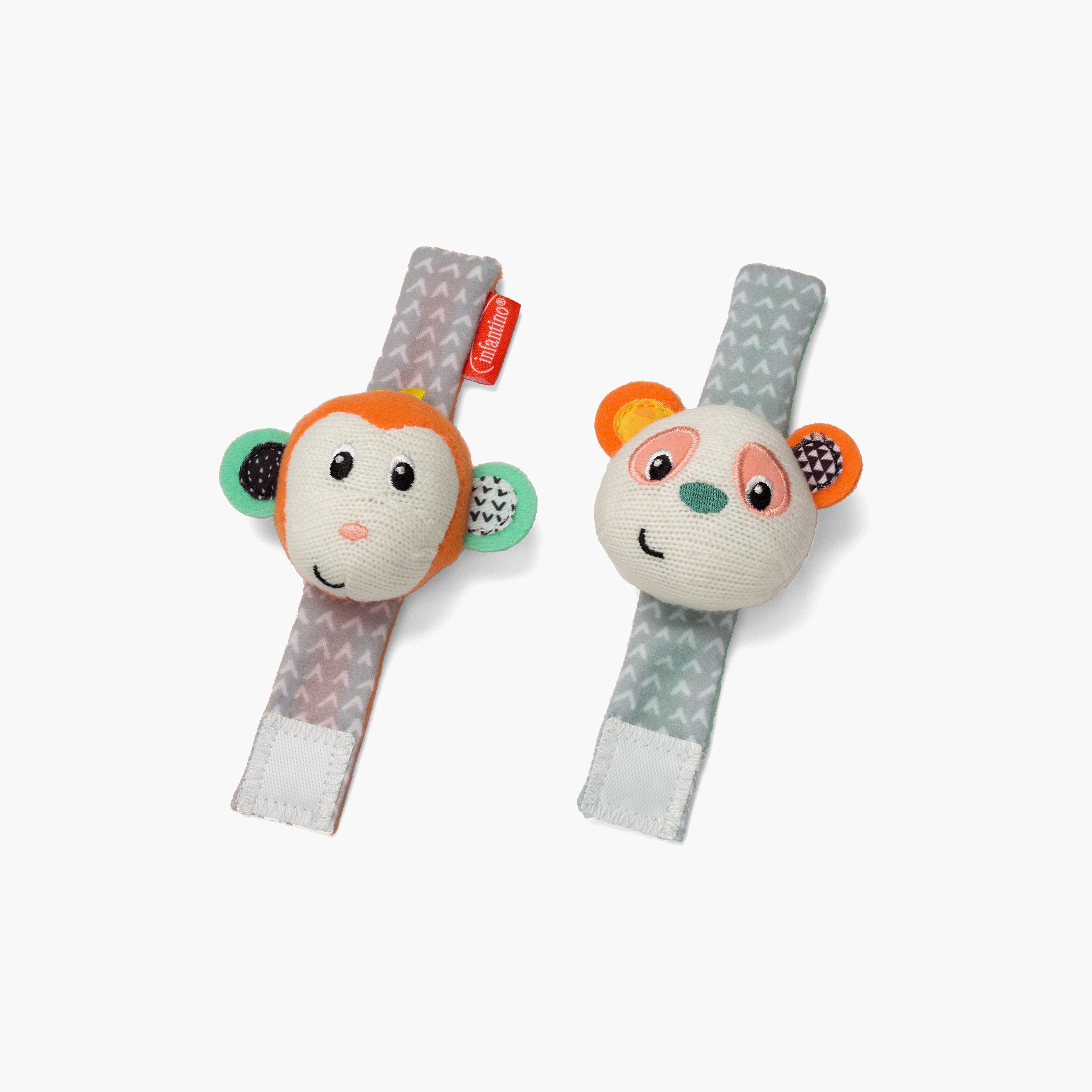 Infantino 2-Piece Monkey Panda Wrist Rattles-toys-babyandtoddlertoys-rattlesandteethers-image-1
