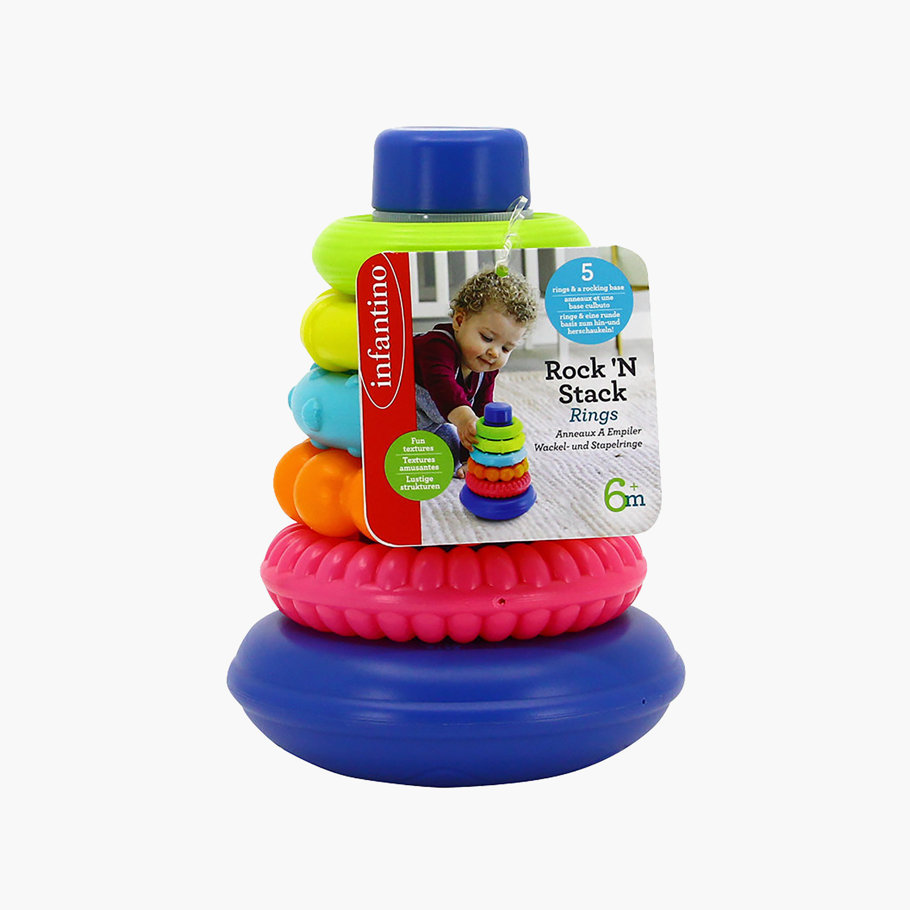 Infantino Rock N Stack Rings Baby Activity Toy - 6 Months+-toys-babyandtoddlertoys-stackingandnestingtoys-image-2