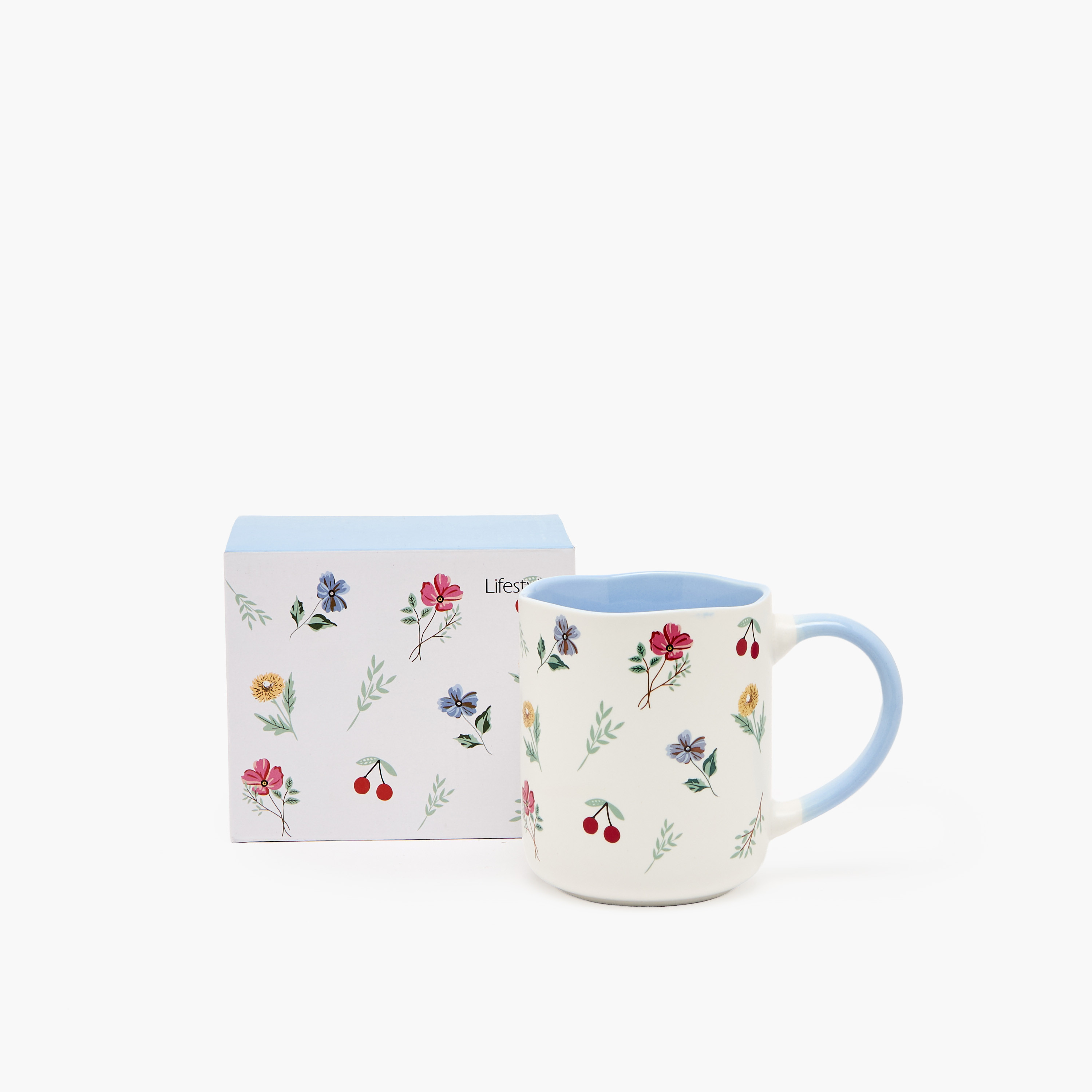 مجّ من الخزف الصيني الجديد بطبعات زهور ومقبض - 385 مل-household-dining-teaandcoffee-mugsandcups-image-6