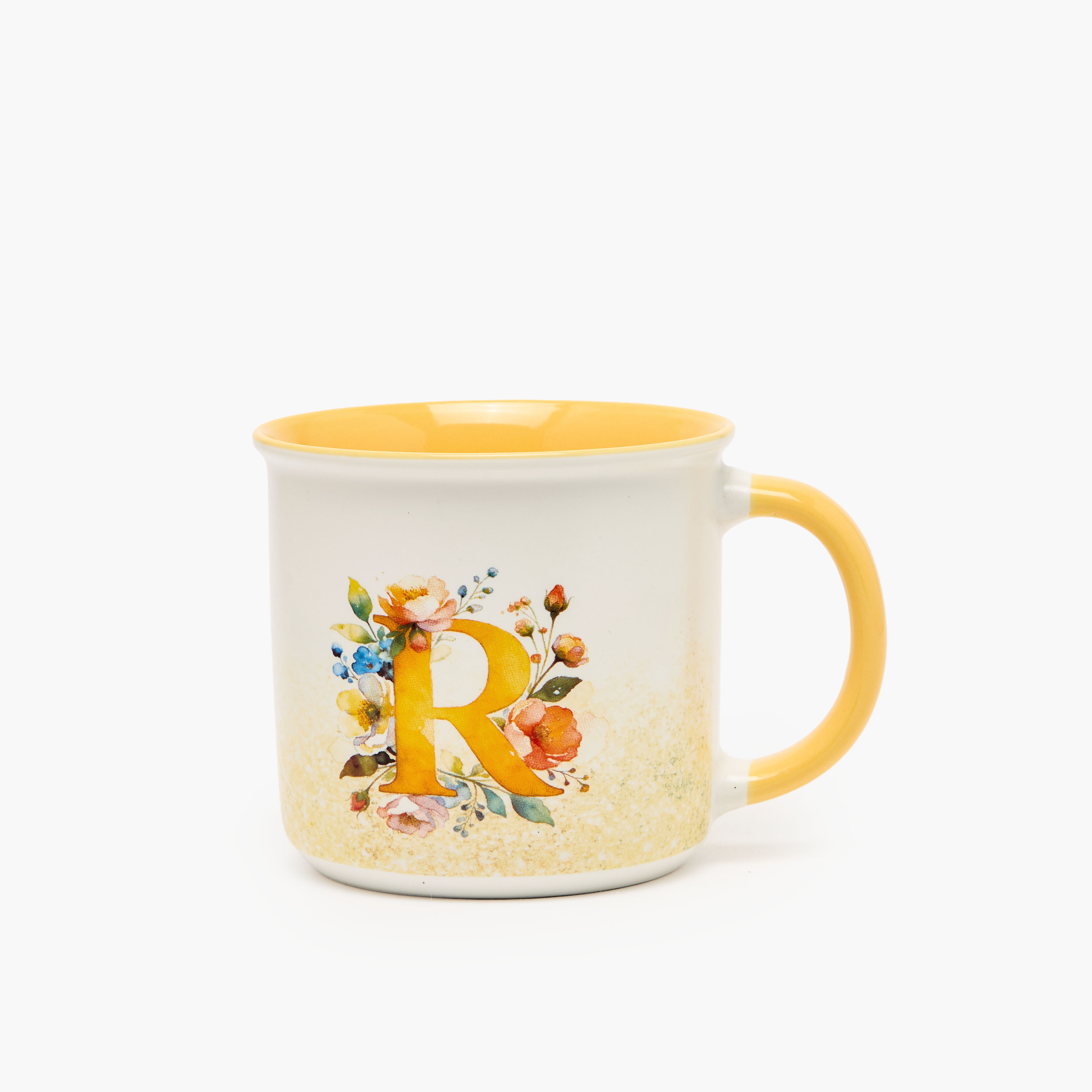 Floral Print Ceramic Mug with Initial R - 355 ml-household-dining-teaandcoffee-mugsandcups-image-1