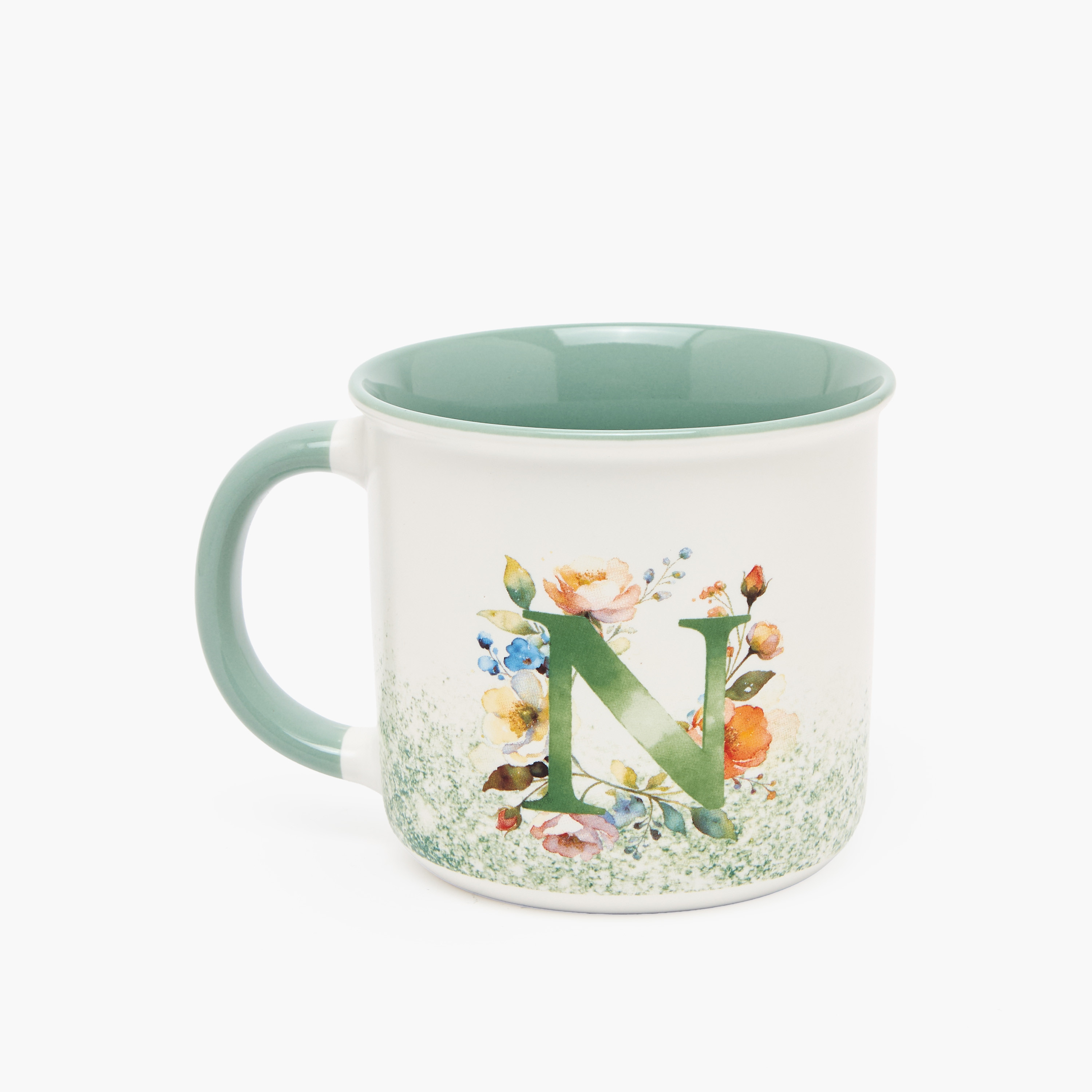 Floral Print New Bone China Mug with Initial 'N' - 380 ml-household-dining-teaandcoffee-mugsandcups-image-2