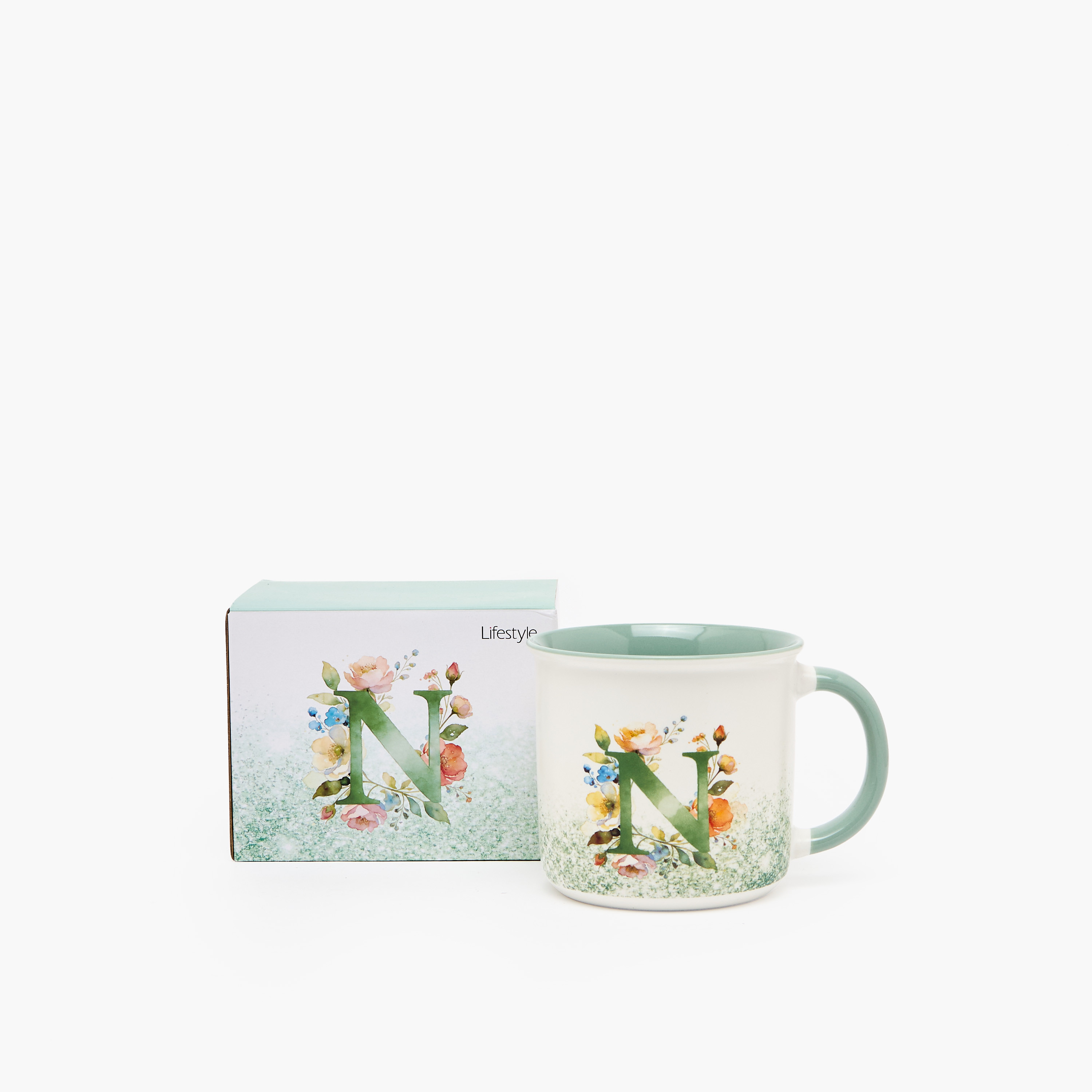 Floral Print New Bone China Mug with Initial 'N' - 380 ml-household-dining-teaandcoffee-mugsandcups-image-6