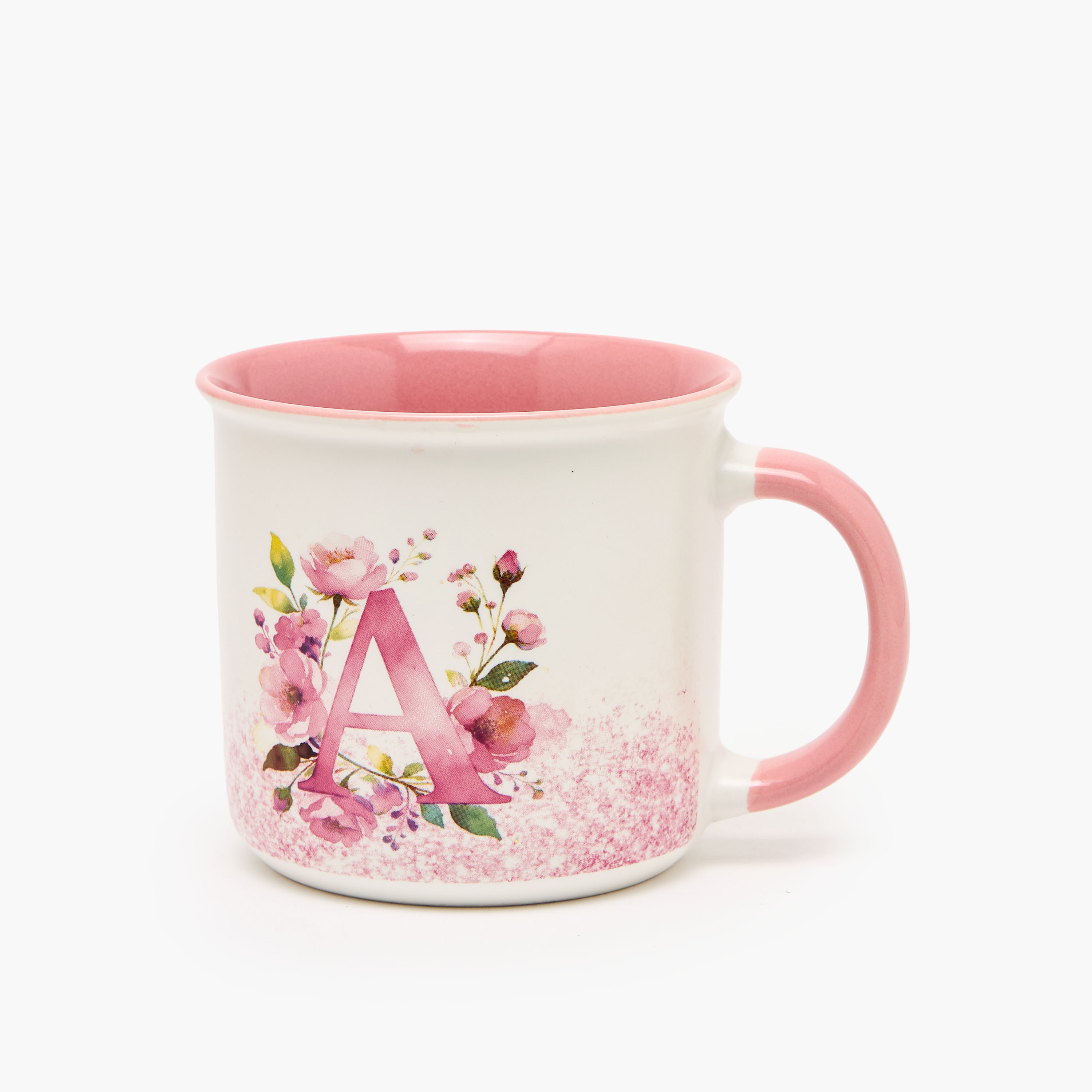 Floral Print New Bone China Mug with Initial A - 355 ml-household-dining-teaandcoffee-mugsandcups-image-1