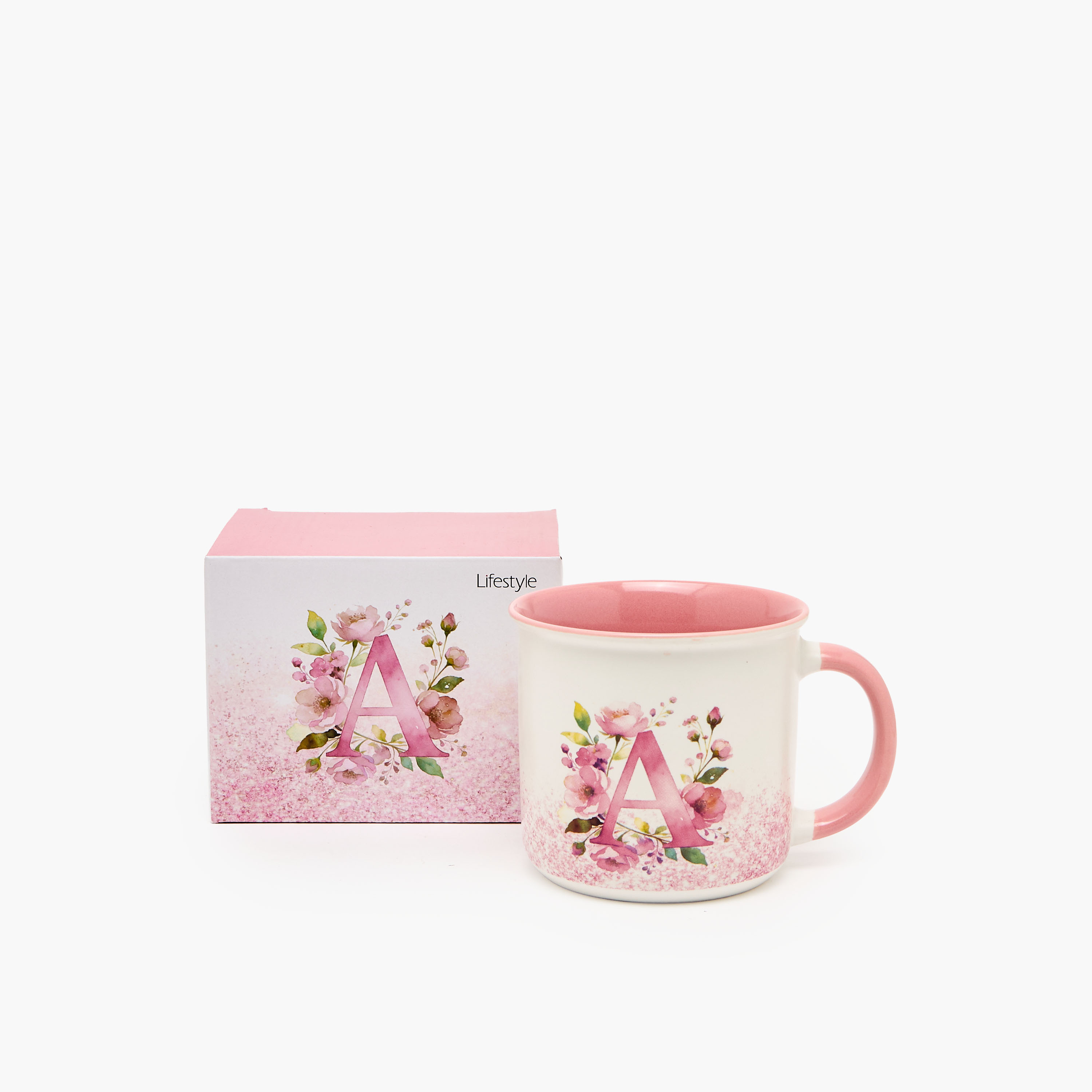 Floral Print New Bone China Mug with Initial A - 355 ml-household-dining-teaandcoffee-mugsandcups-image-6