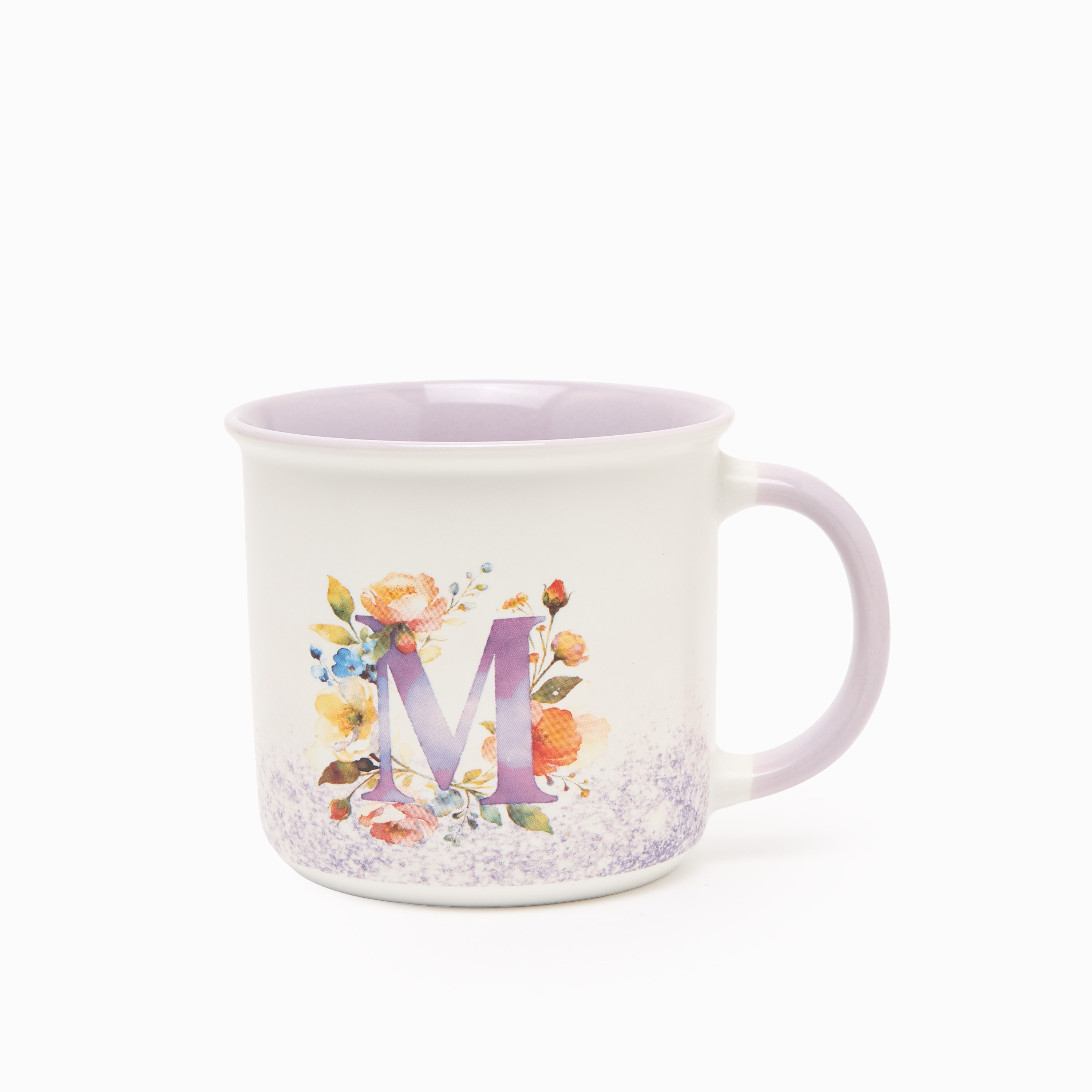 مجّ من الخزف الصيني الجديد بطبعات زهرية وحرف إم - 355 مل-household-dining-teaandcoffee-mugsandcups-image-1