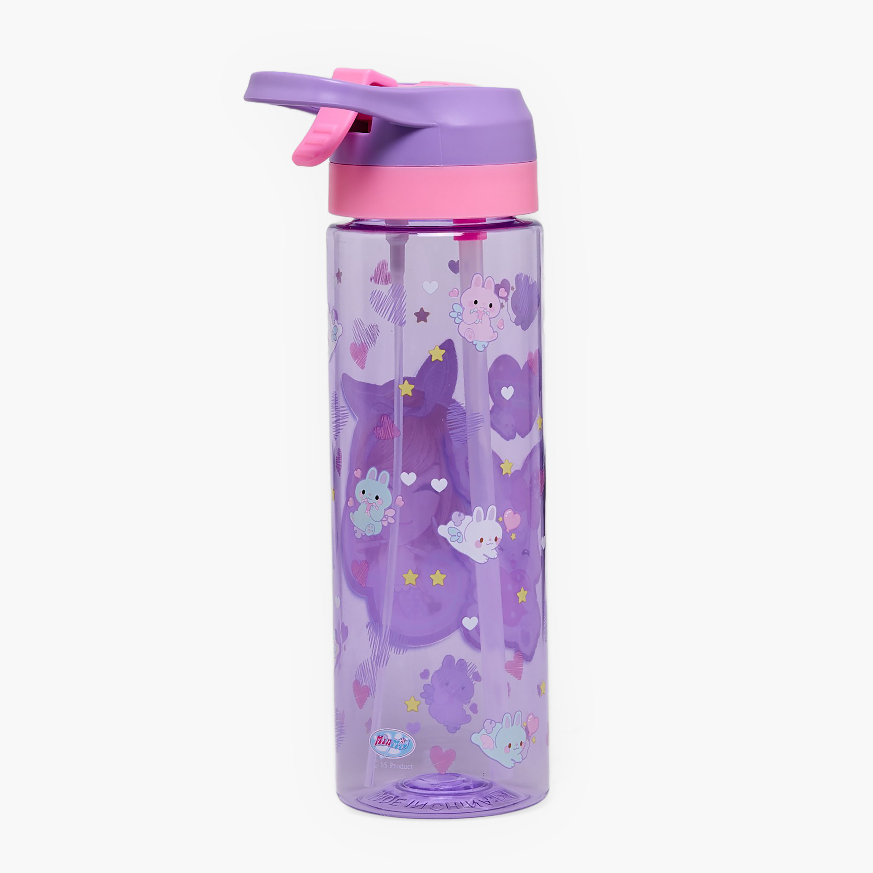 Minmie Bunny Print Silicone Water Bottle with Spout and Handle - 700 ml-school-waterbottles-image-1