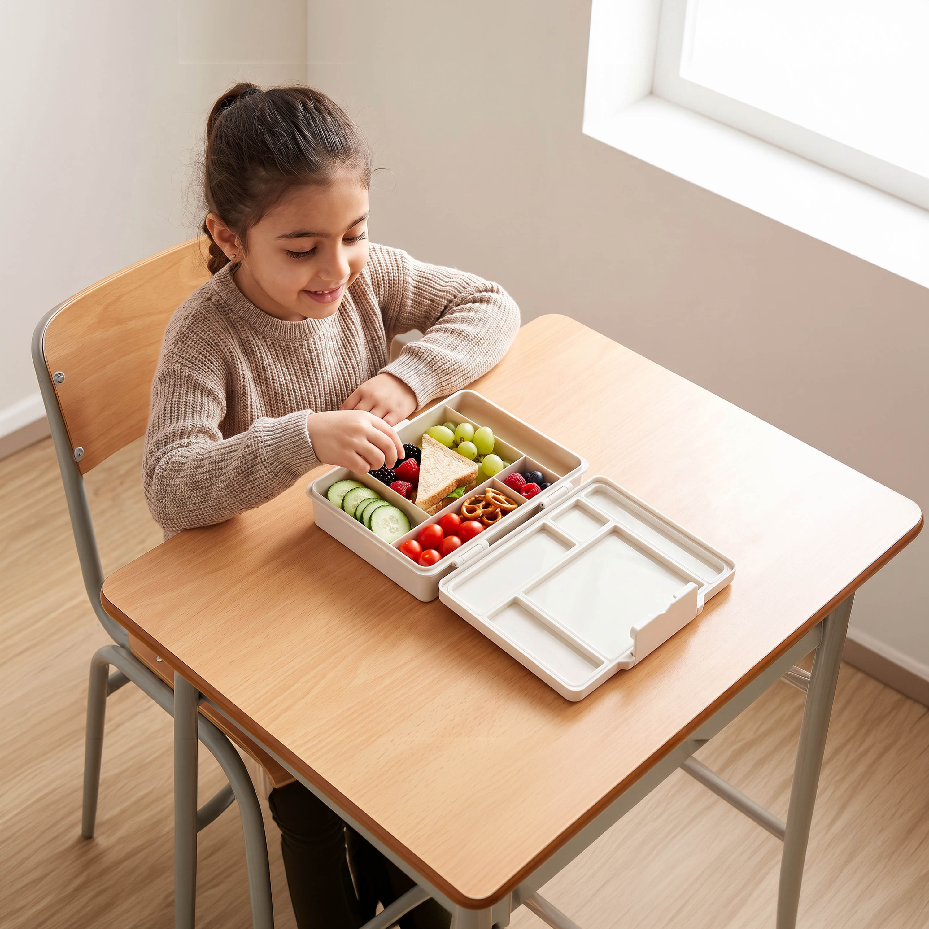 Minmie Printed Bento Lunch Box for Girls with 5 Compartments-school-lunchessentials-lunchboxes-image-3