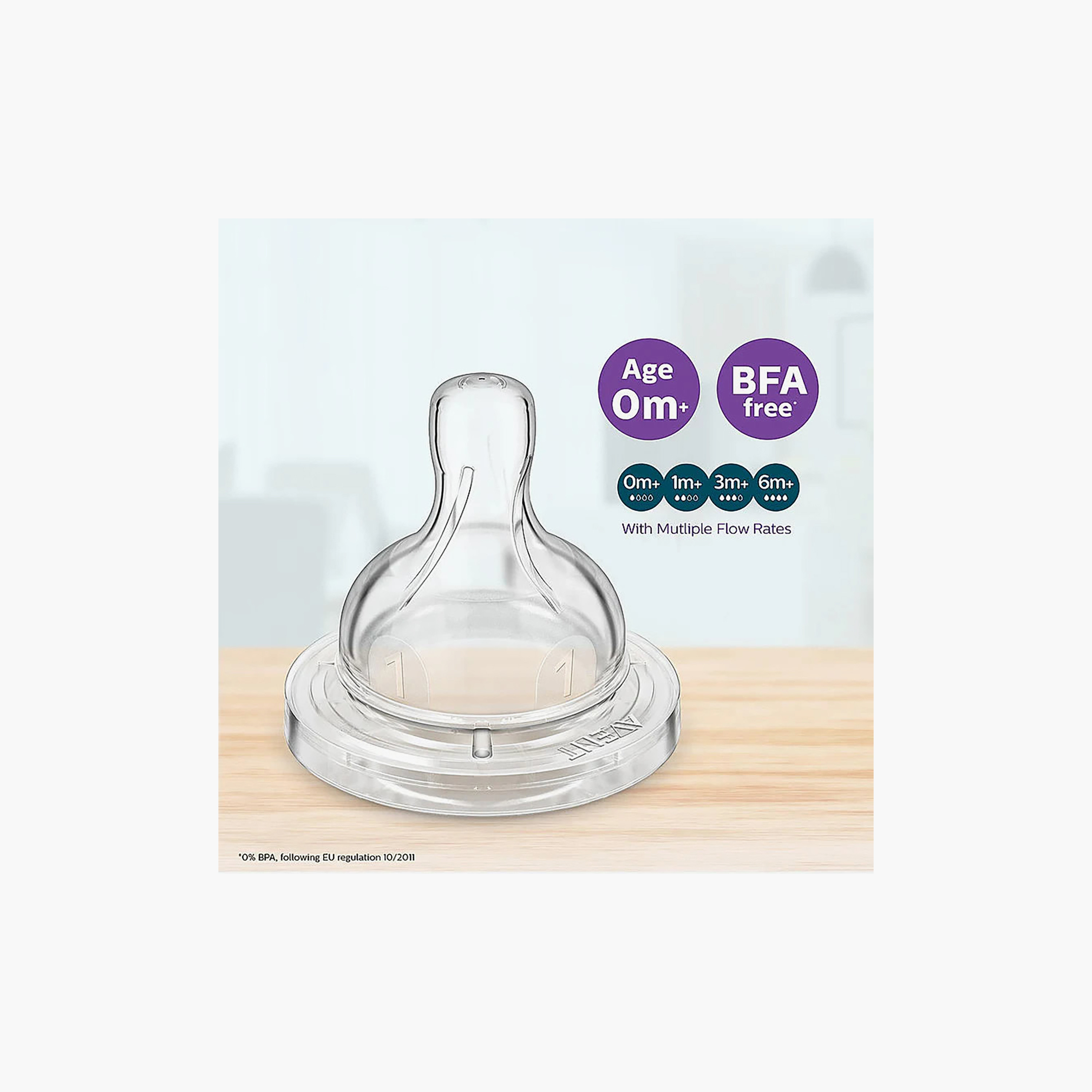 Philips Avent Airflex T1 Flow Silicone Teat - Pack of 2, 0 Months+-baby-feeding-feedingbottles-bottlesandteats-image-4