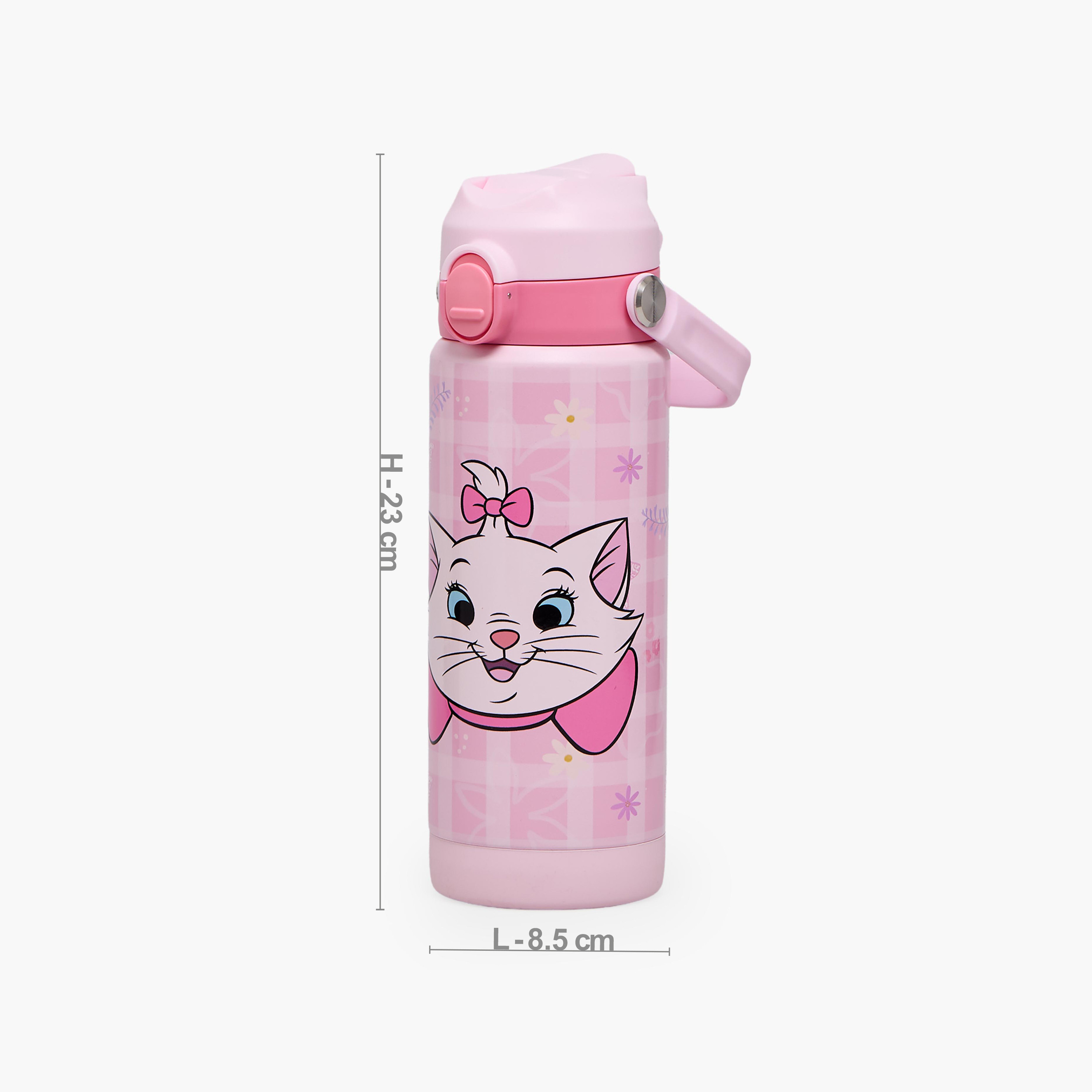 Disney Marie Print Stainless Steel Water Bottle with Flip Spout and Handle-school-waterbottles-image-3
