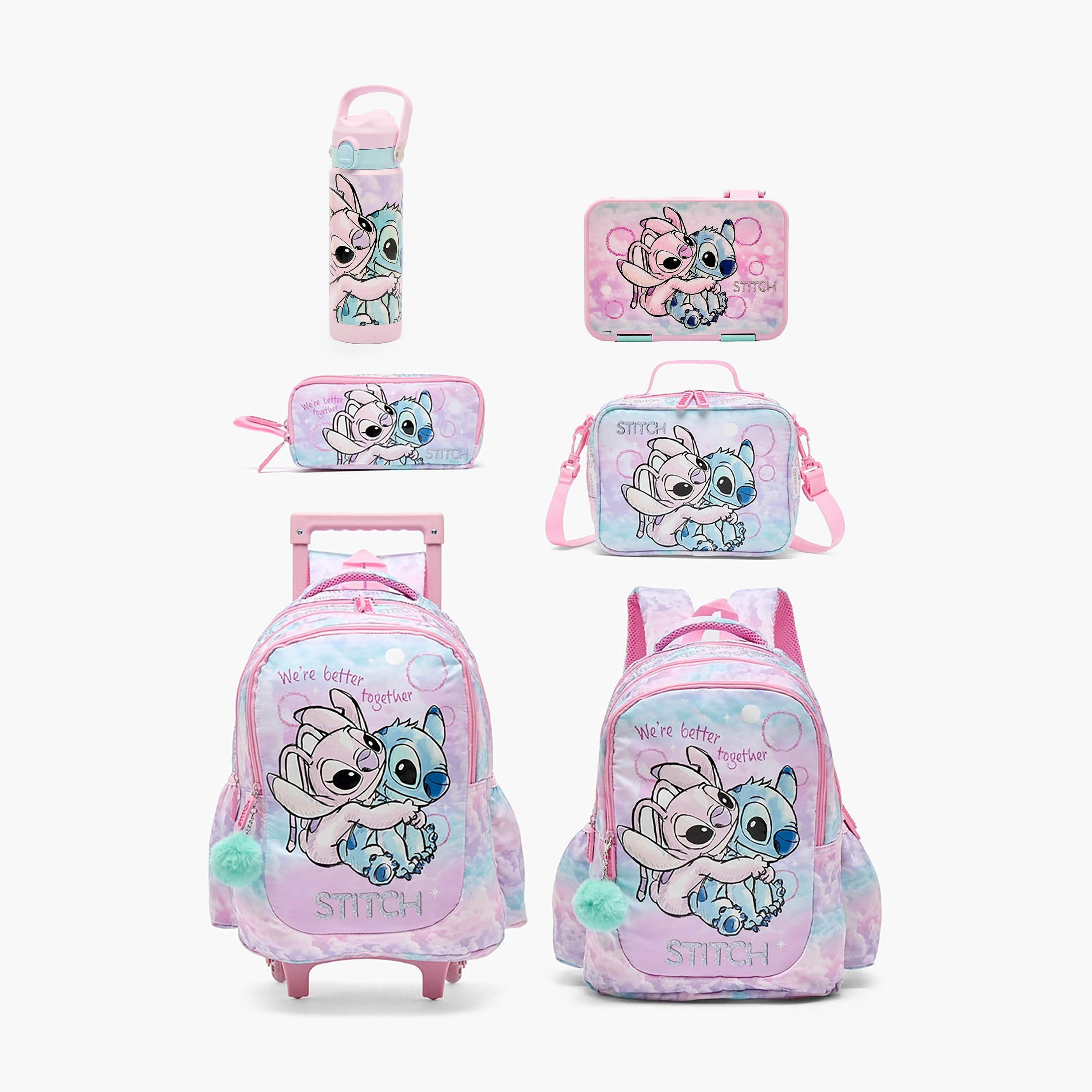 Disney Stitch and Angel Print Stainless Steel Water Bottle with Flip Spout and Handle-school-waterbottles-image-10