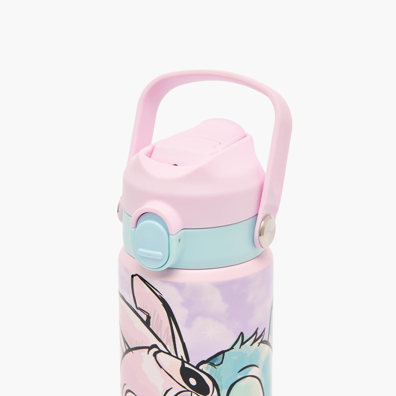 قارورة مياه ستانلس ستيل بفوهة قلّابة وطبعات ستيتش وأنجل ومقبض من ديزني-school-waterbottles-image-4