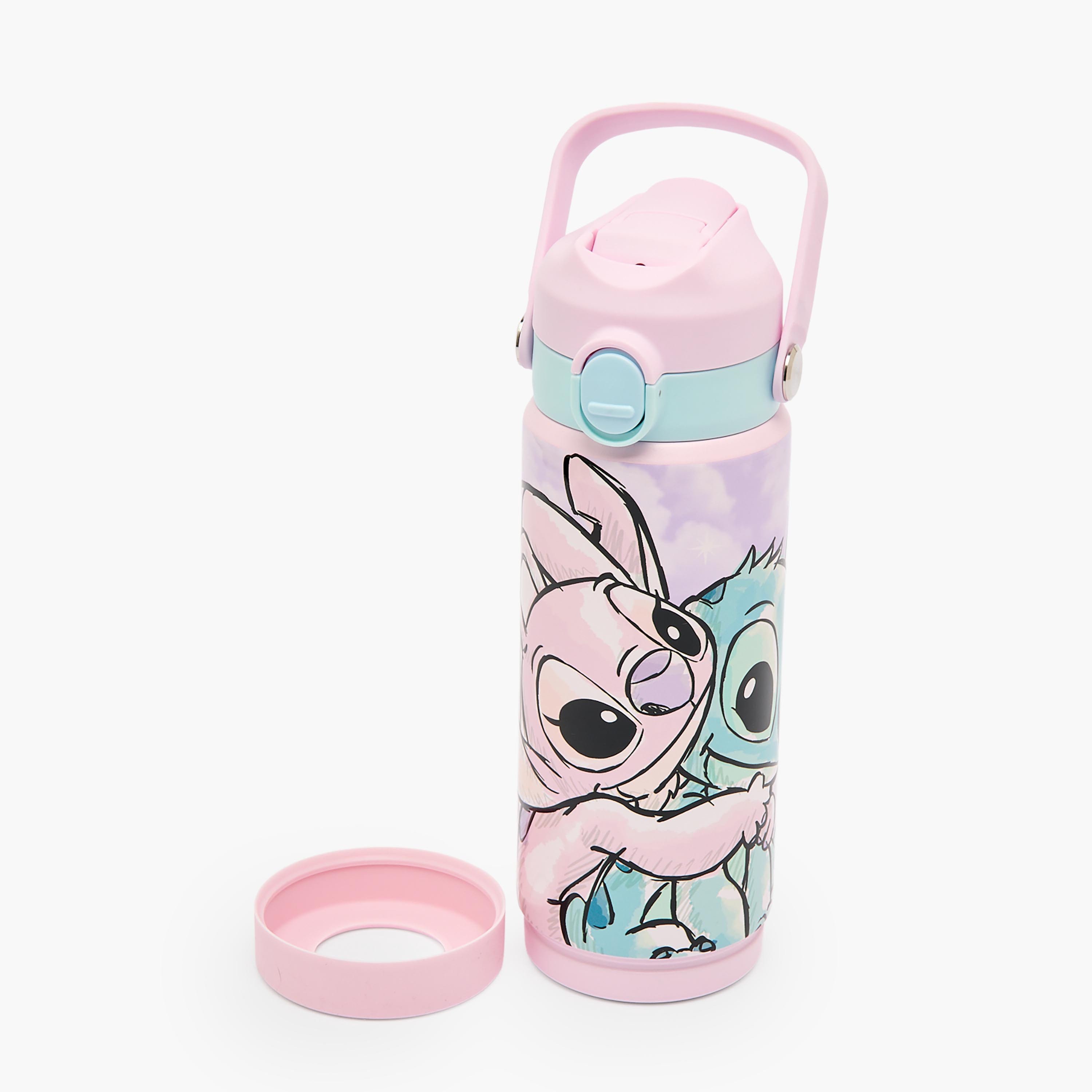 قارورة مياه ستانلس ستيل بفوهة قلّابة وطبعات ستيتش وأنجل ومقبض من ديزني-school-waterbottles-image-7