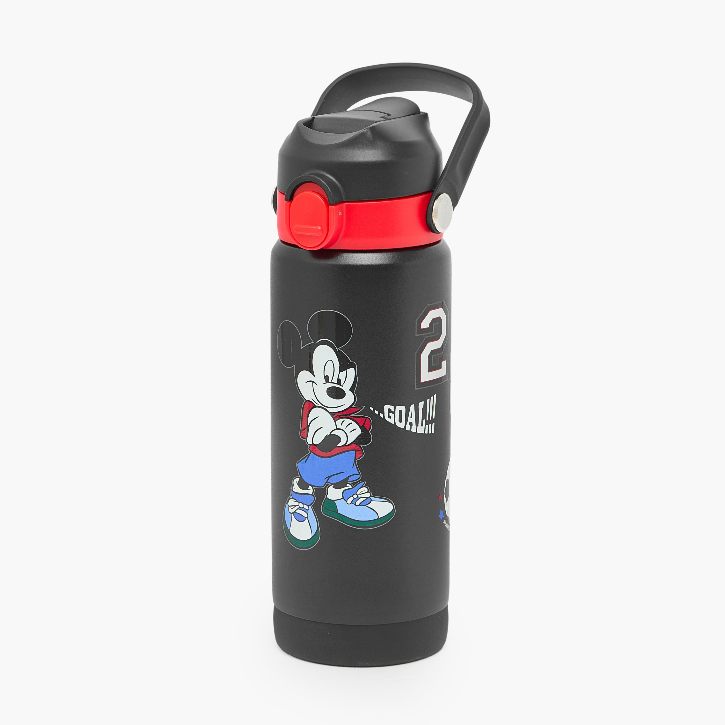 Disney Mickey Mouse Print Stainless Steel Water Bottle with Flip Spout and Handle-school-waterbottles-image-1
