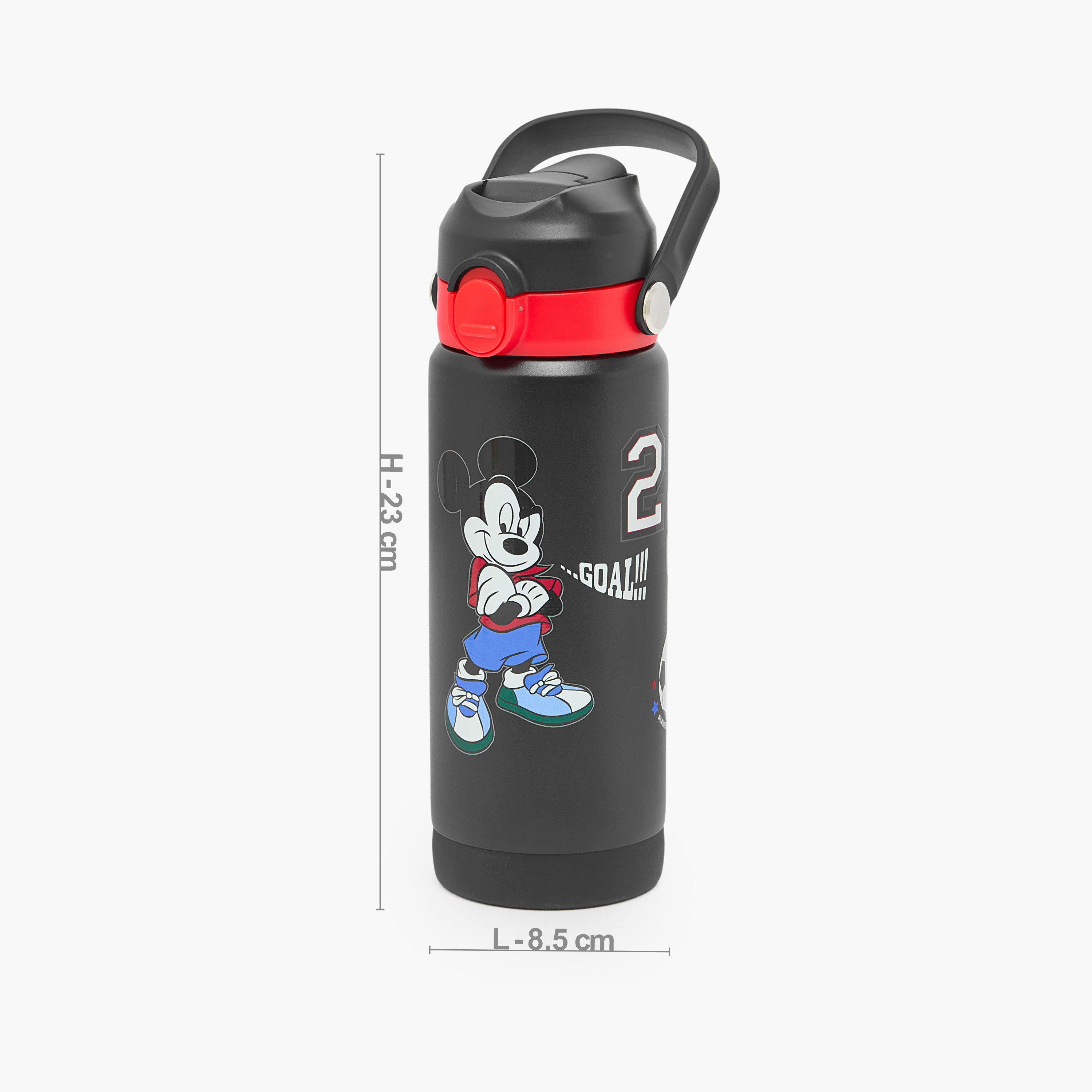 Disney Mickey Mouse Print Stainless Steel Water Bottle with Flip Spout and Handle-school-waterbottles-image-3