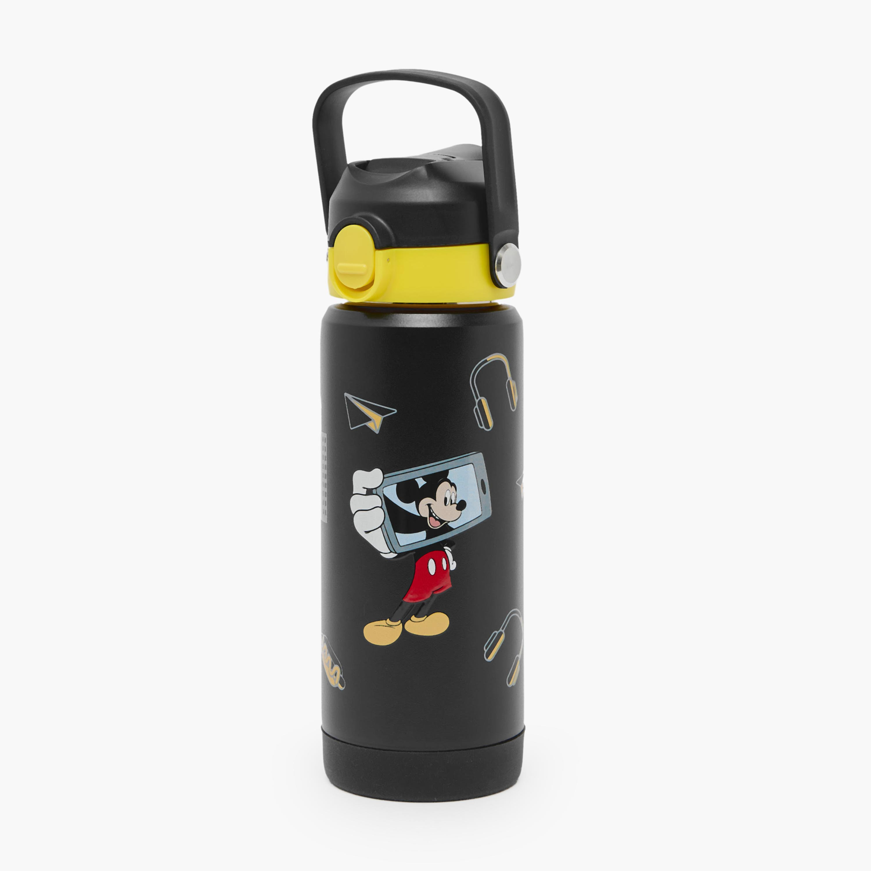 Disney Mickey Mouse Print Stainless Steel Water Bottle with Flip Spout and Handle-school-waterbottles-image-1