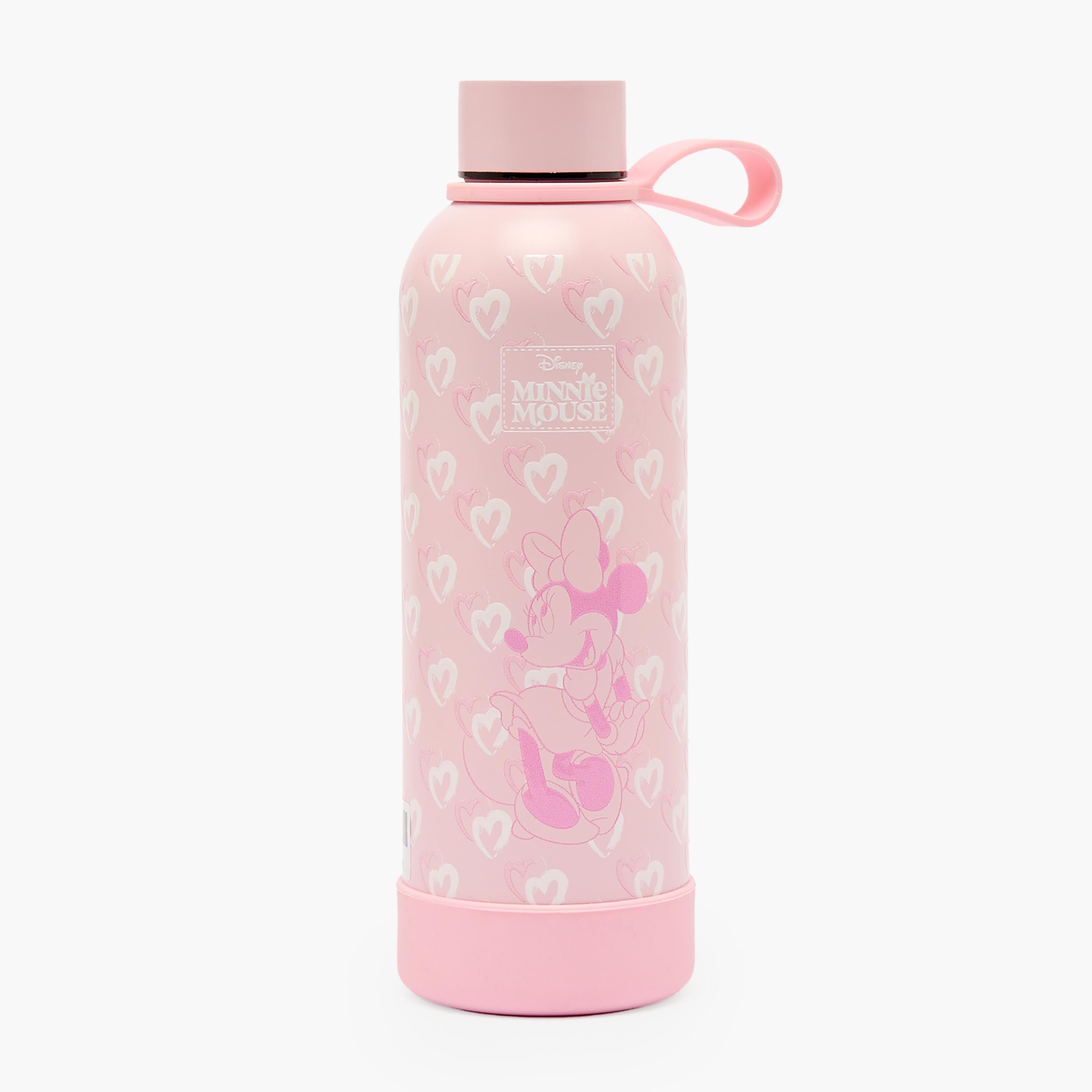 قارورة مياه ستانلس ستيل بمقبض حلقة وطبعات ميني ماوس من ديزني-school-waterbottles-image-1