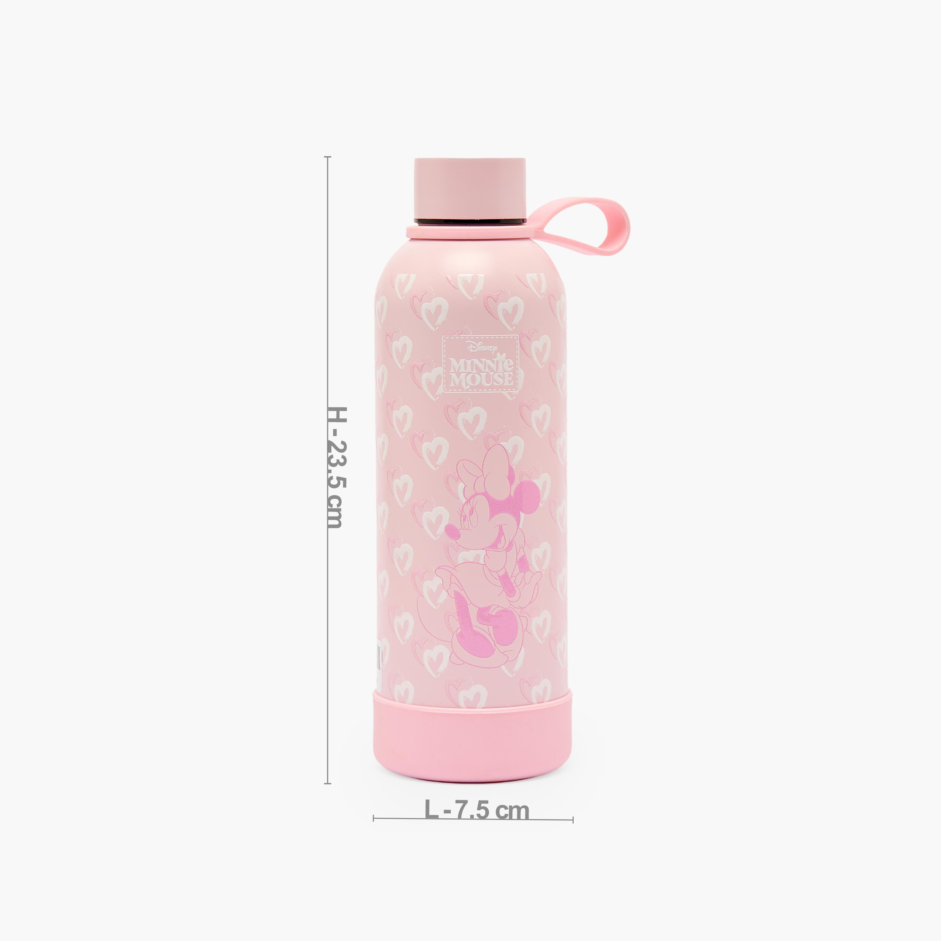 قارورة مياه ستانلس ستيل بمقبض حلقة وطبعات ميني ماوس من ديزني-school-waterbottles-image-3