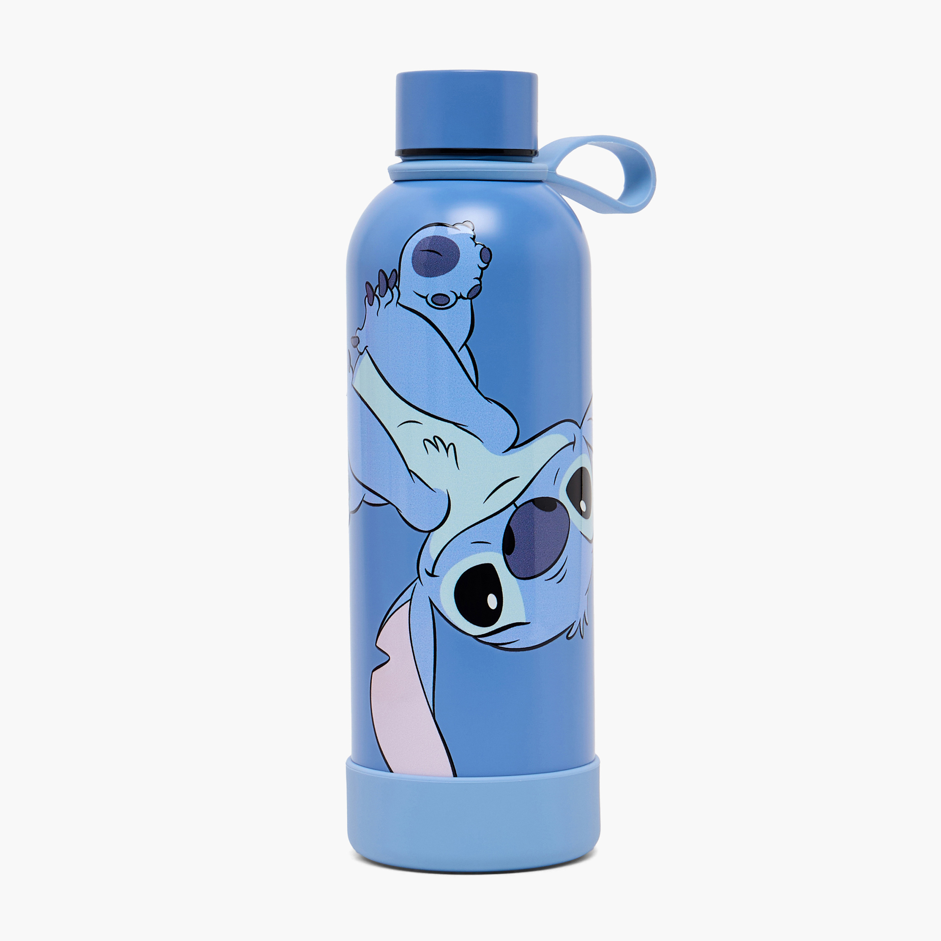 قارورة مياه ستانلس ستيل بفوهة واسعة ومقبض حمل وطبعات ستيتش من ديزني-school-waterbottles-image-1